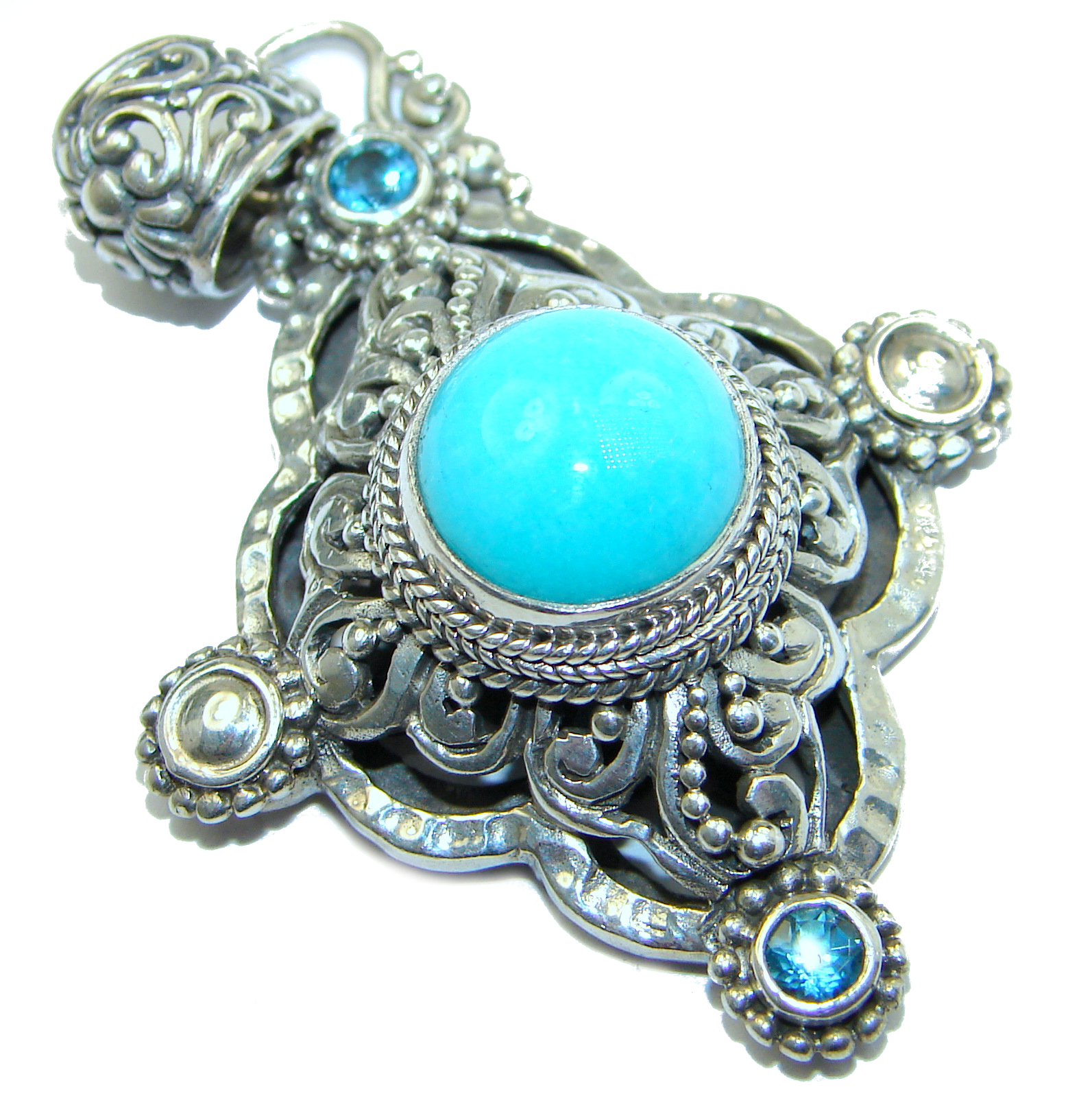 Exquisite Sleeping Beauty Turquoise .925 Sterling Silver handmade Pendant