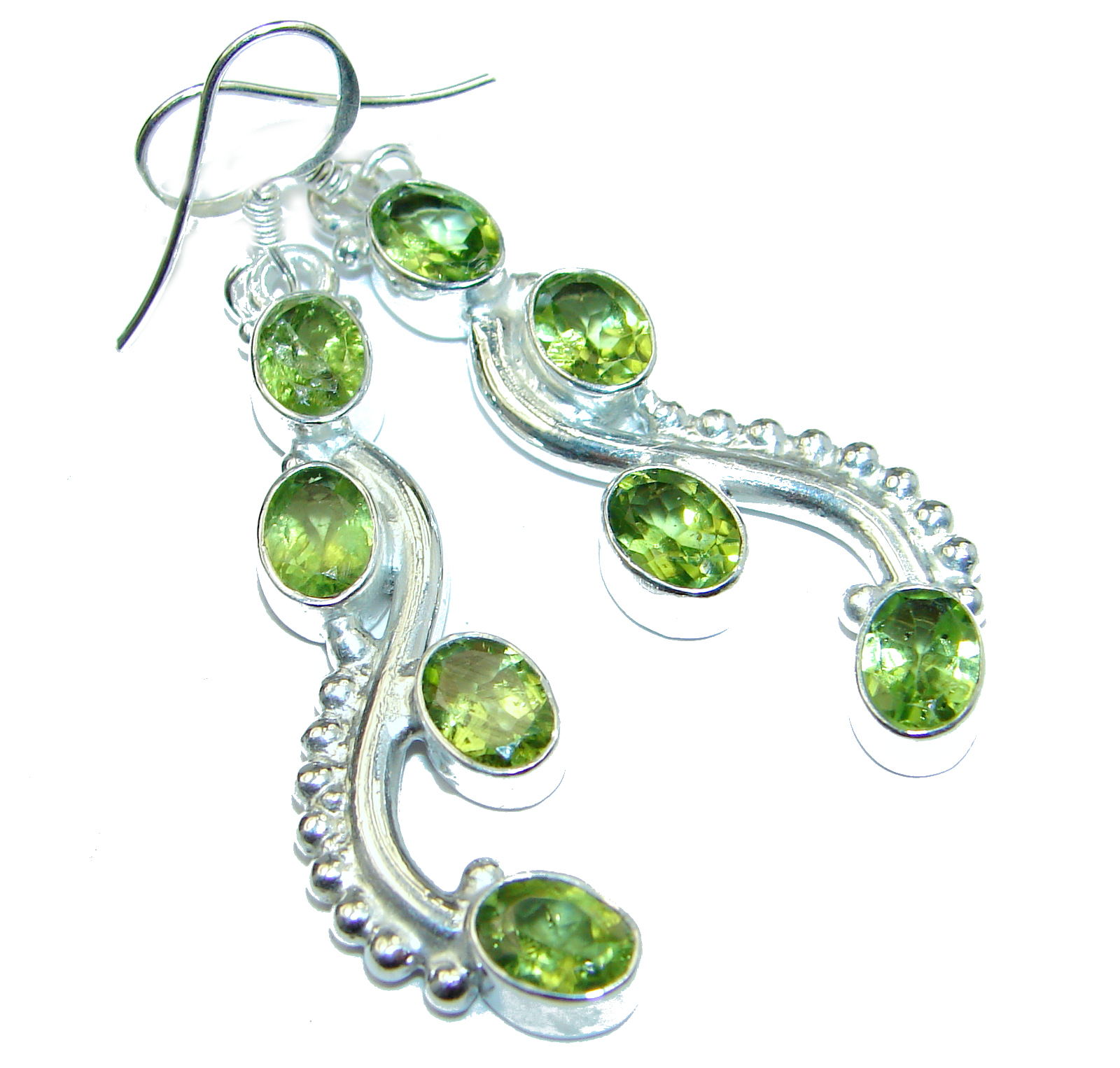 Peridot .925 Sterling Silver handmade earrings