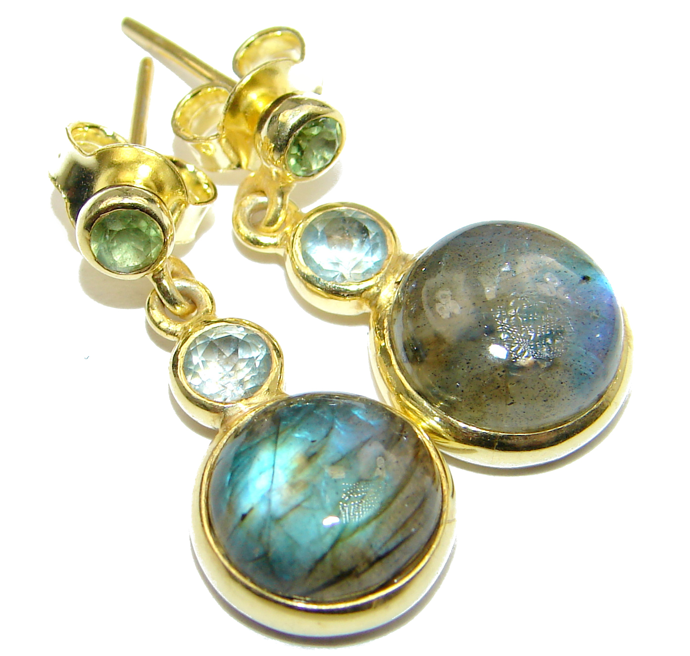 Perfect Labradorite 14K Gold over .925 Sterling Silver handmade earrings