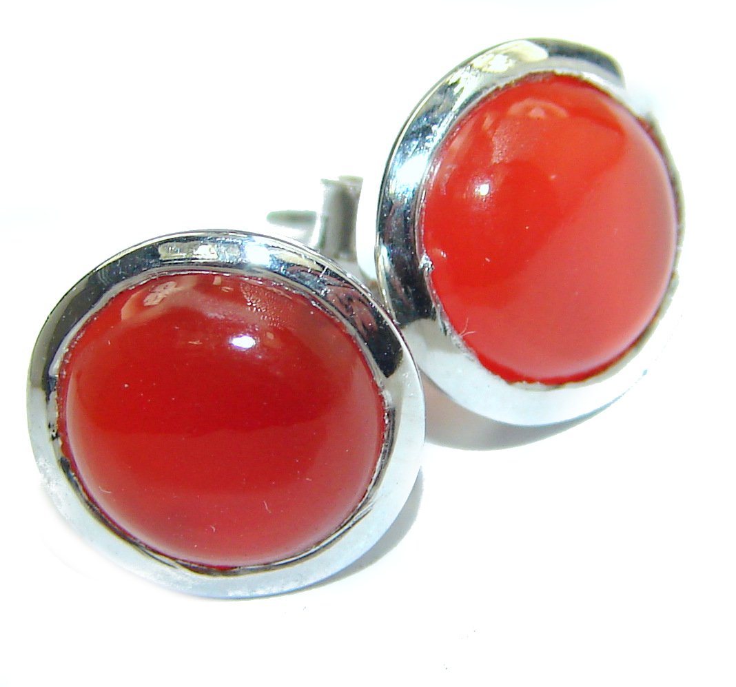 Sublime Orange Carnelian .925 Sterling Silver handmade earrings