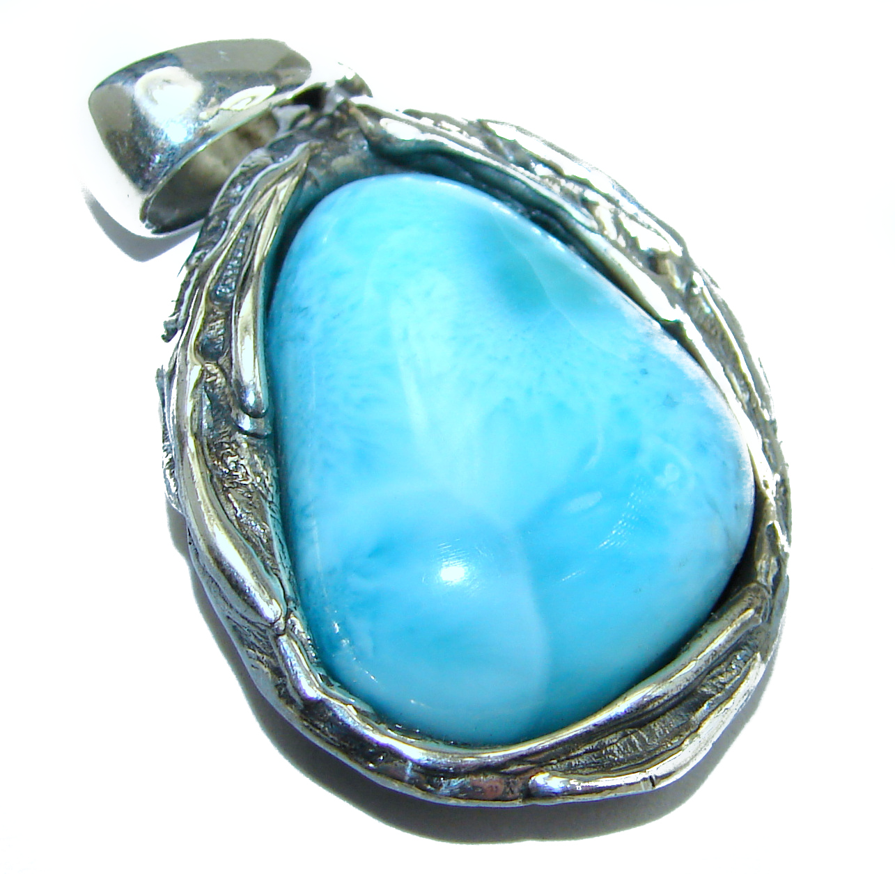 Unique Style authentic Larimar .925 Sterling Silver handmade pendant