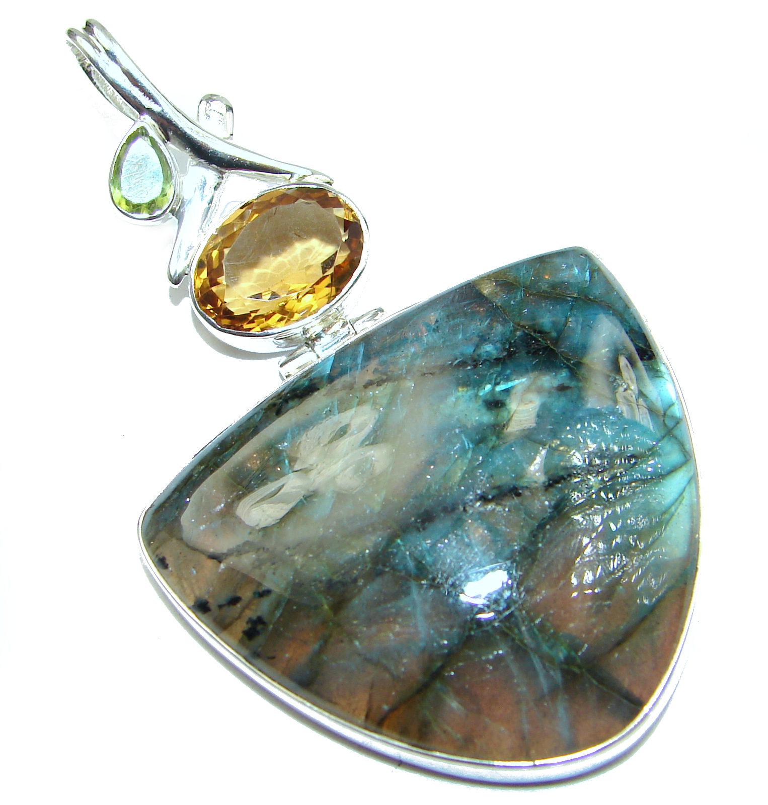 Fire Labradorite .925 Sterling Silver handmade Pendant