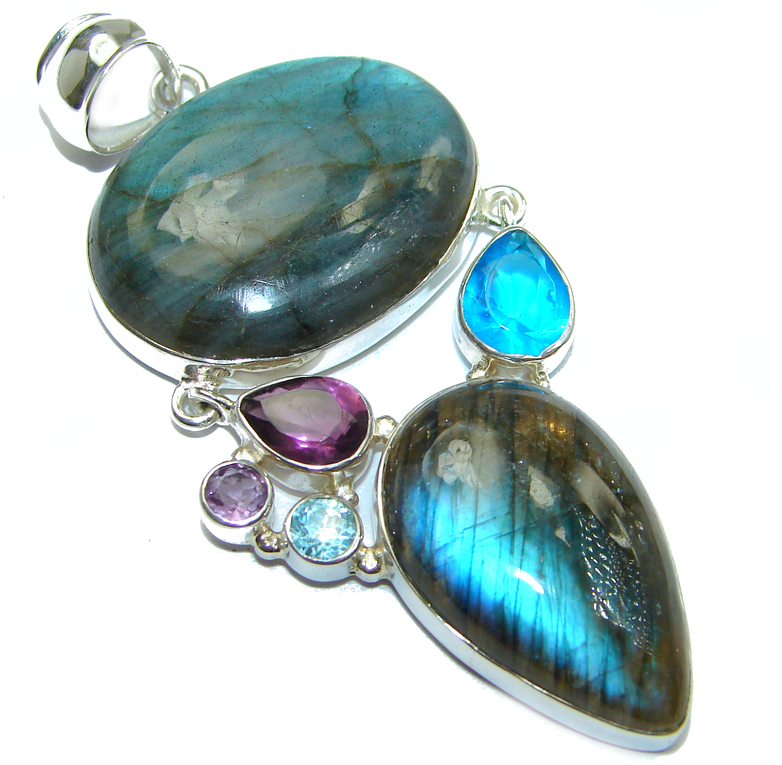 Fire Labradorite .925 Sterling Silver handmade Pendant
