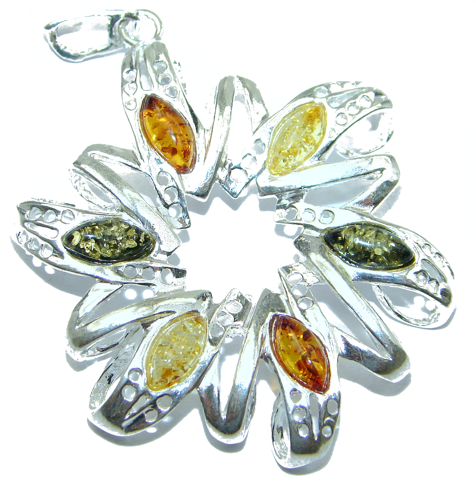 Natural Baltic Amber .925 Sterling Silver handmade Pendant