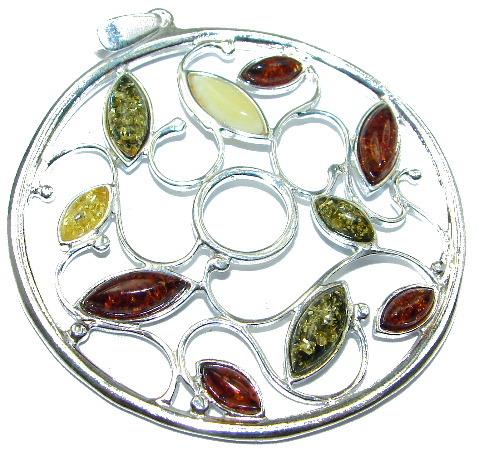 Huge Natural Baltic Amber .925 Sterling Silver handmade Pendant