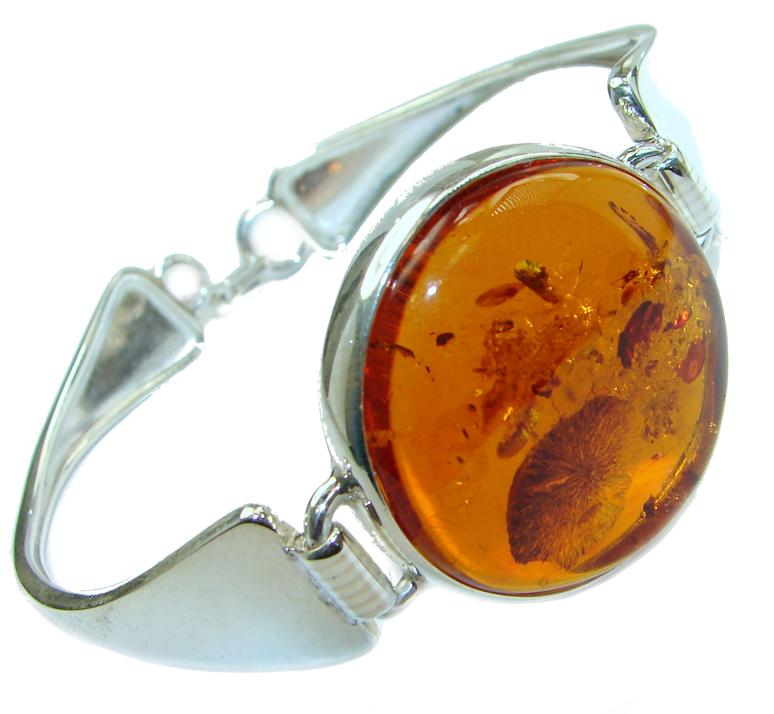 Modern Design Genuine Baltic Amber .925 Sterling Silver handamde Bracelet