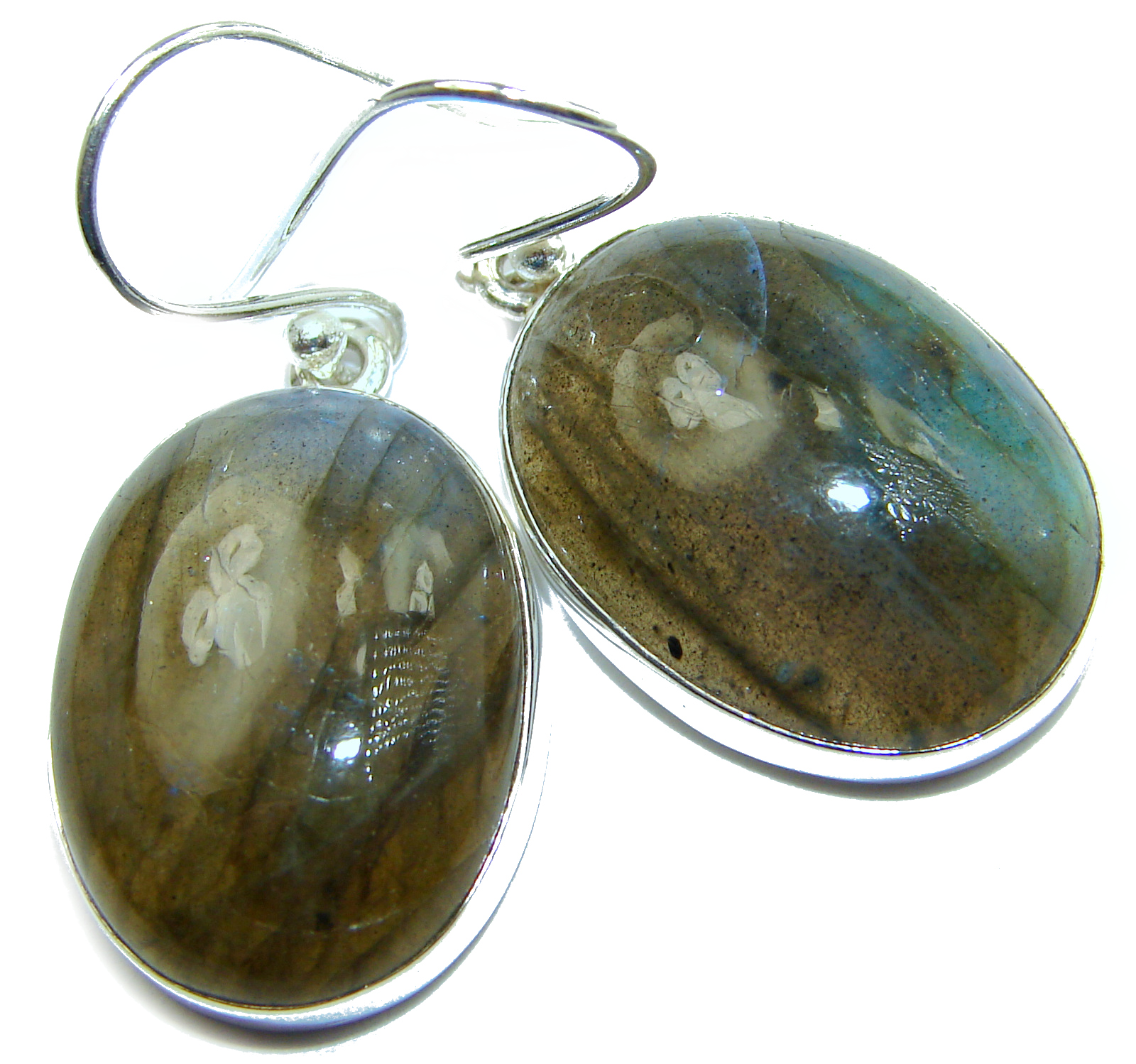 Natural Labradorite .925 Sterling Silver handcrafted Earrings