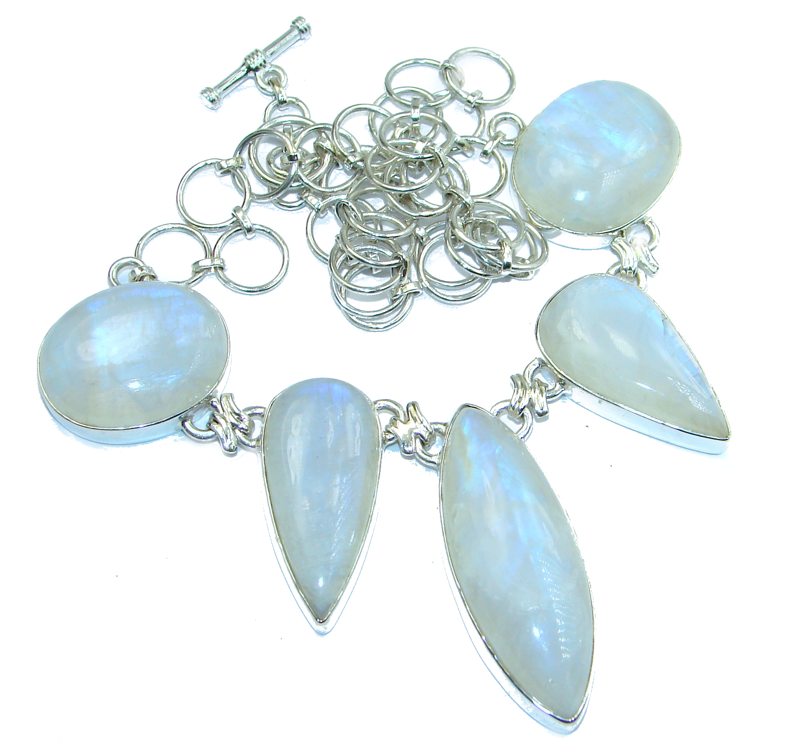 Drops of the Rain genuine Moonstone .925 Sterling Silver handcrafted necklace