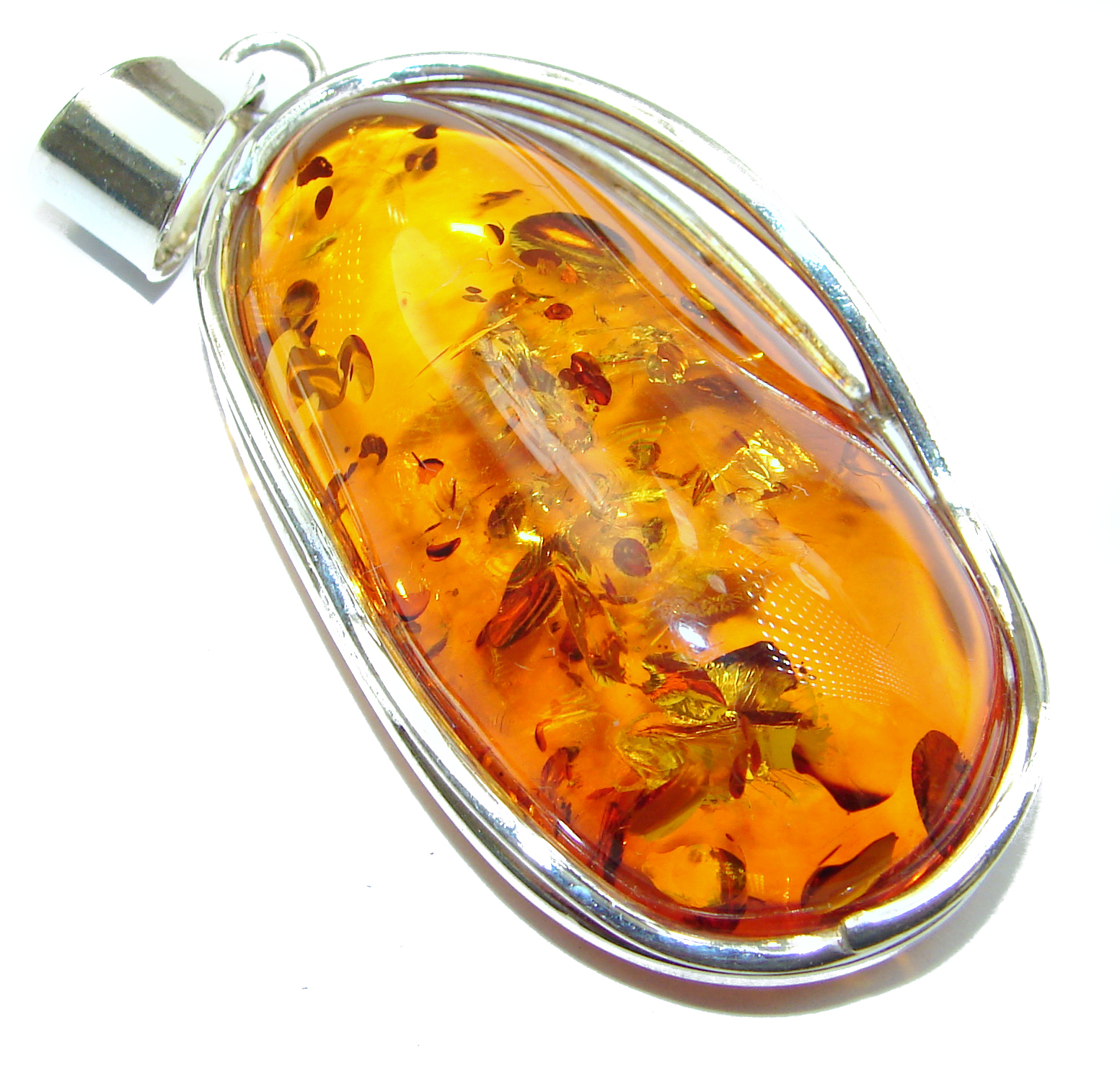 Huge Natural Baltic Amber .925 Sterling Silver handmade Pendant