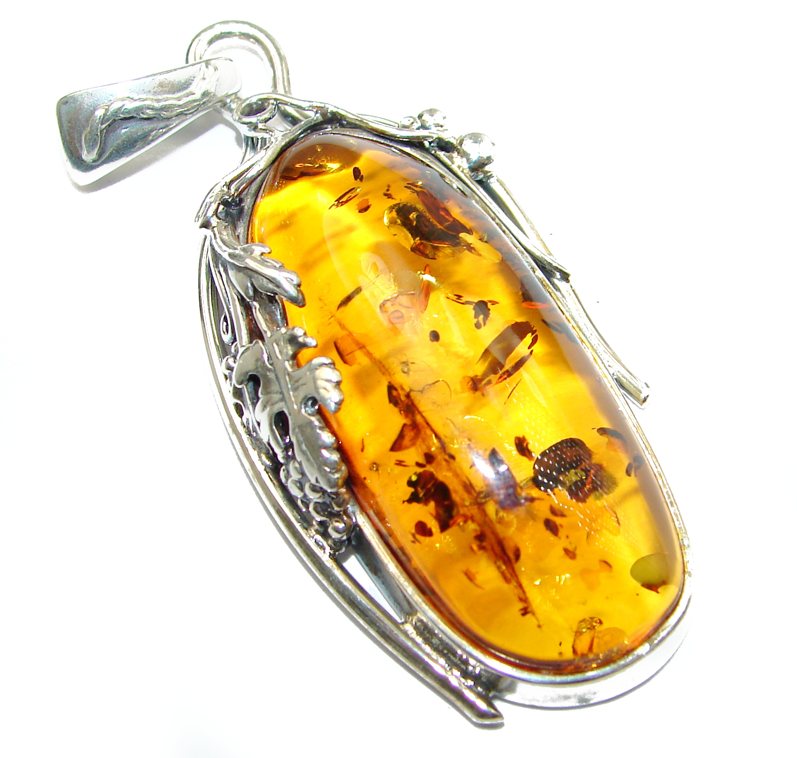 Huge Natural Baltic Amber .925 Sterling Silver handmade Pendant