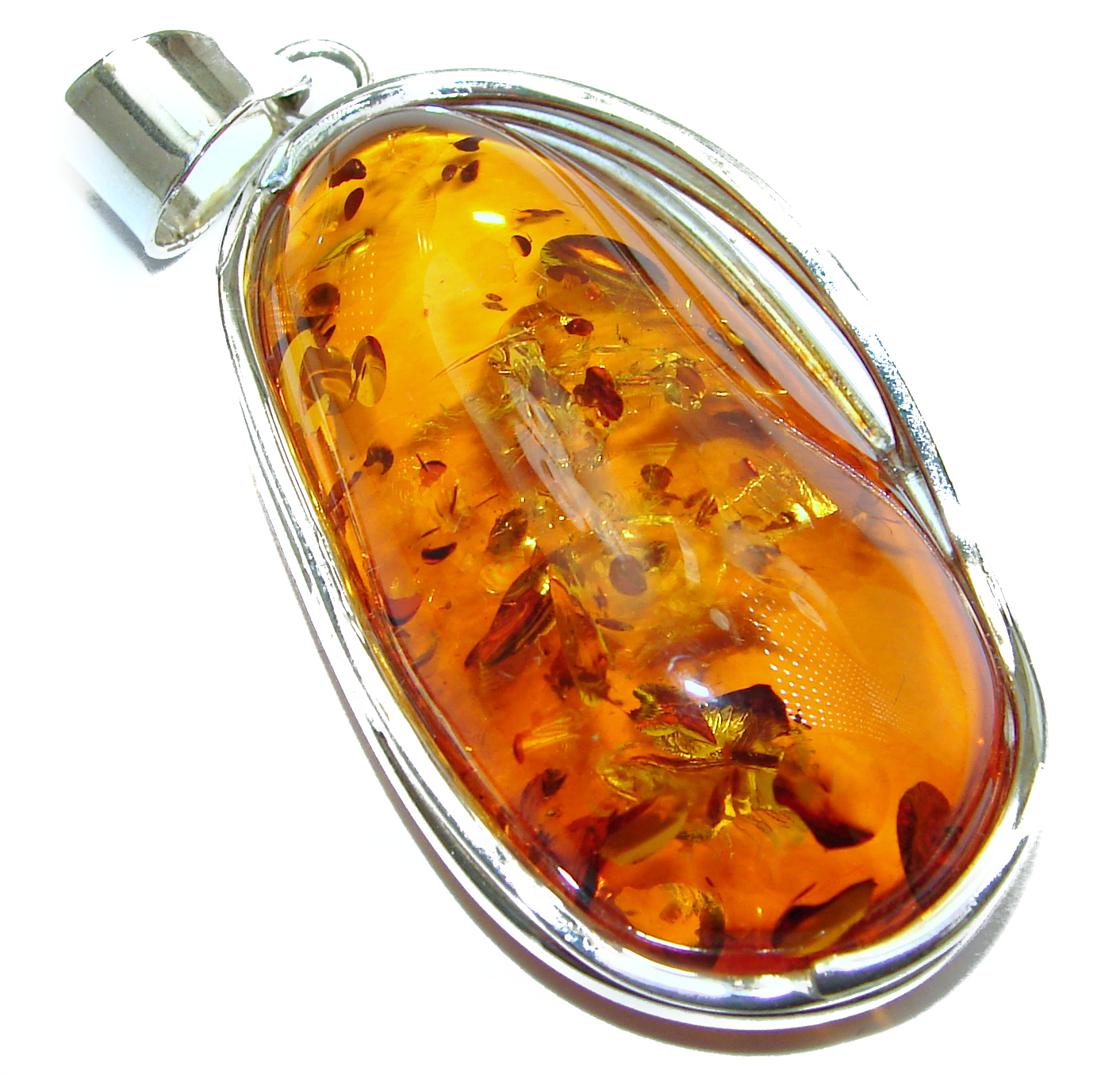 Huge Natural Baltic Amber .925 Sterling Silver handmade Pendant