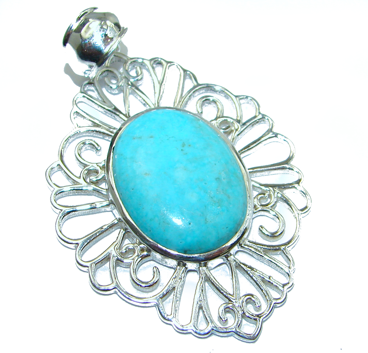 Exquisite Sleeping Beauty Turquoise .925 Sterling Silver handmade Pendant