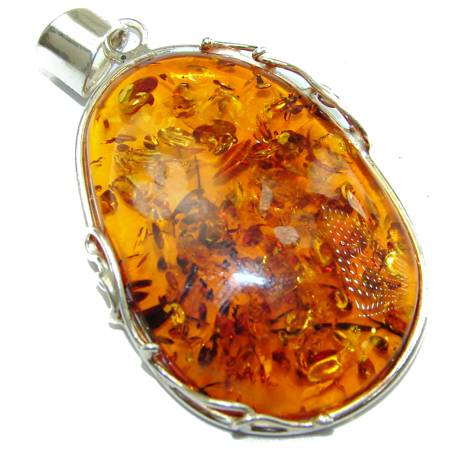 Huge Natural Baltic Amber .925 Sterling Silver handmade Pendant