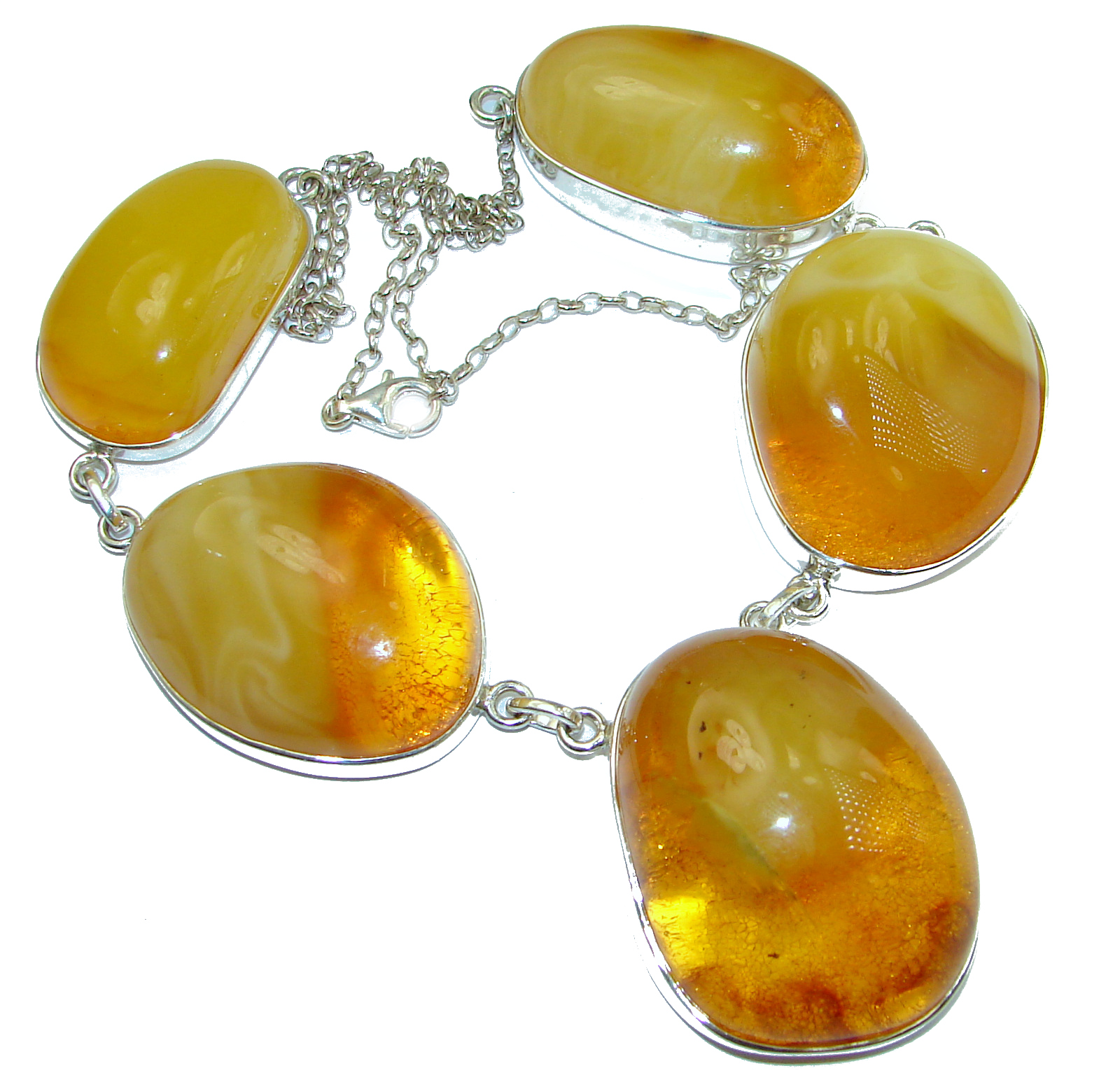 Honey Droplets Natural Baltic Amber .925 Sterling Silver handcrafted necklace
