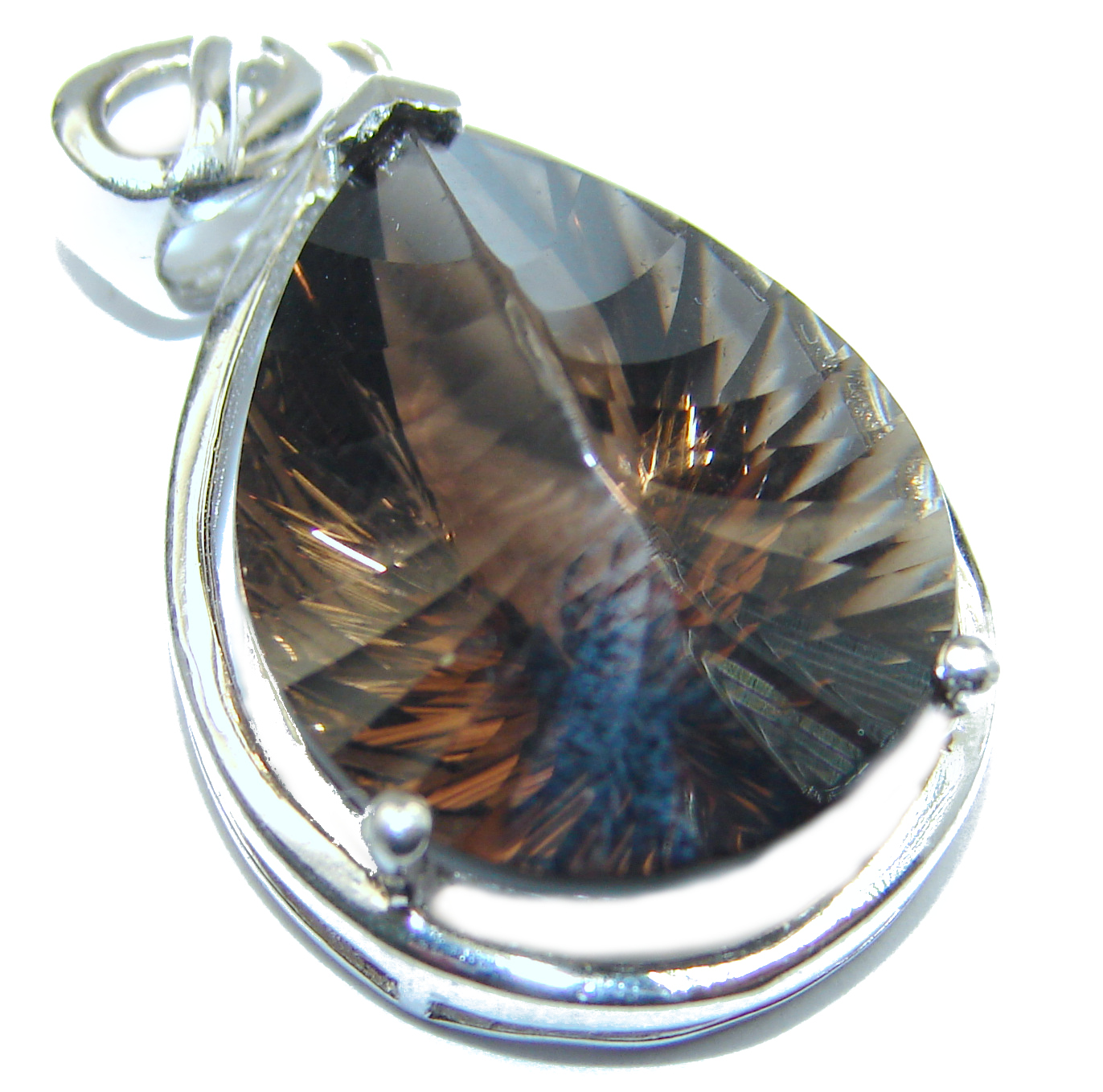 Vintage Design Beauty Smoky Topaz .925 Sterling Silver handmade Pendant