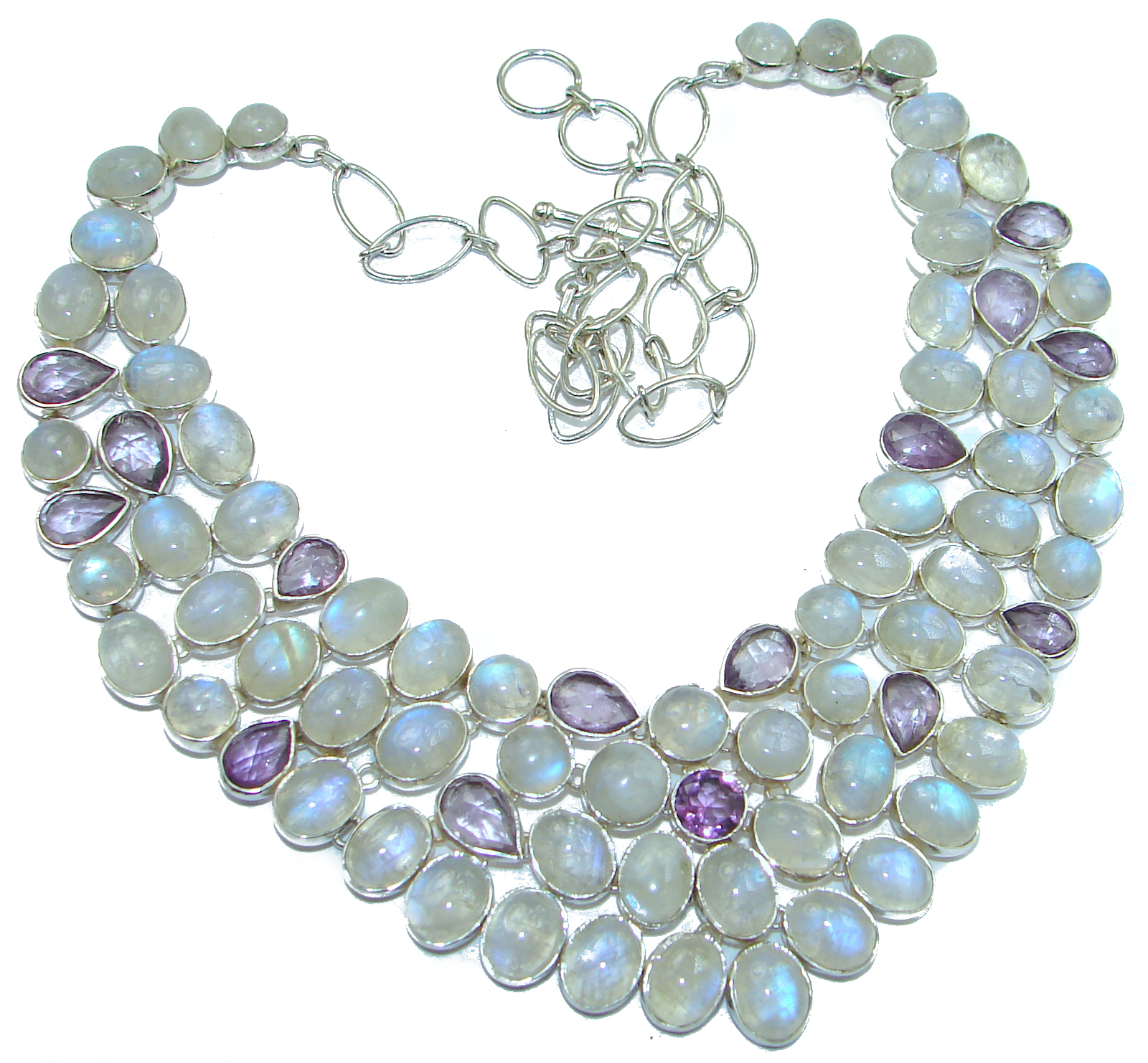 Drops of the Rain genuine Moonstone .925 Sterling Silver handcrafted necklace