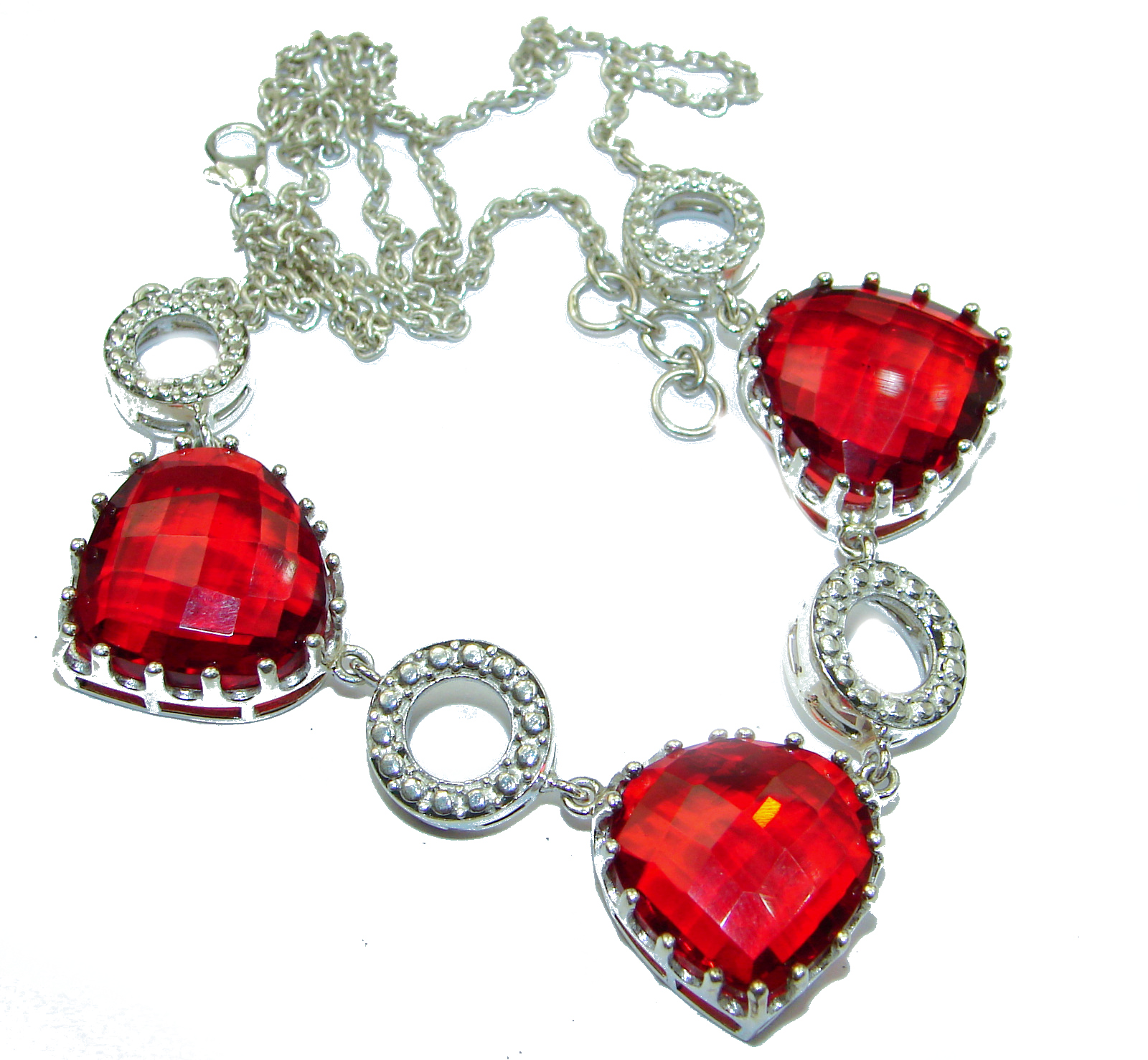 Bohemian Style One of the kind Red Quartz Sterling Silver handmade necklace