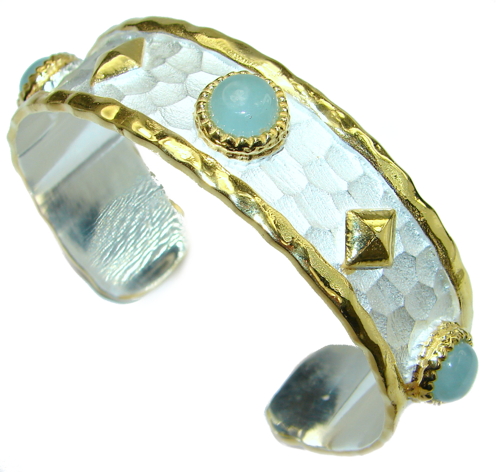 New Universe Genuine Aquamarine .925 Sterling Silver handmade Italy made Bracelet