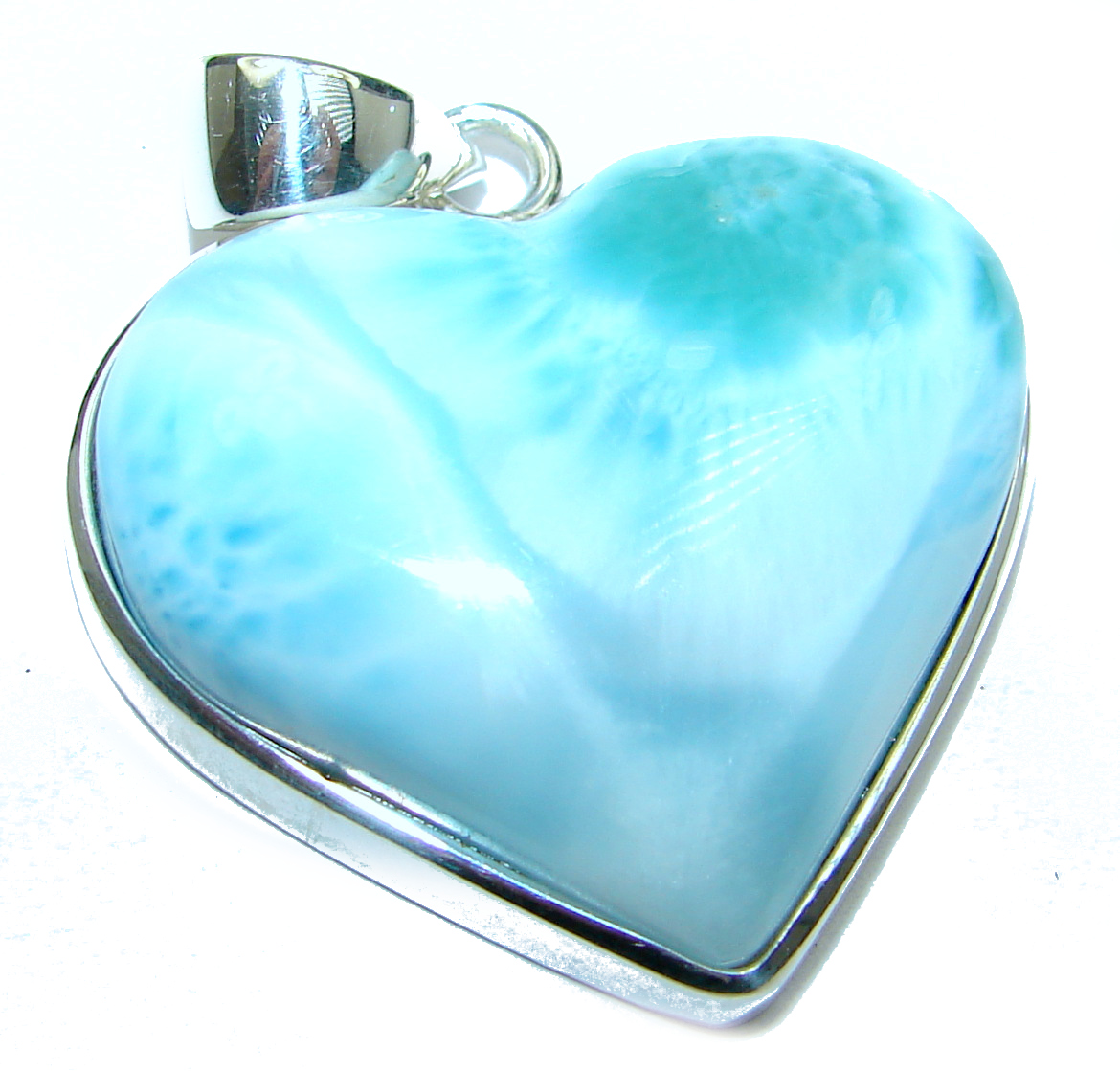 Angel's Heart amazing quality Larimar .925 Sterling Silver handmade pendant