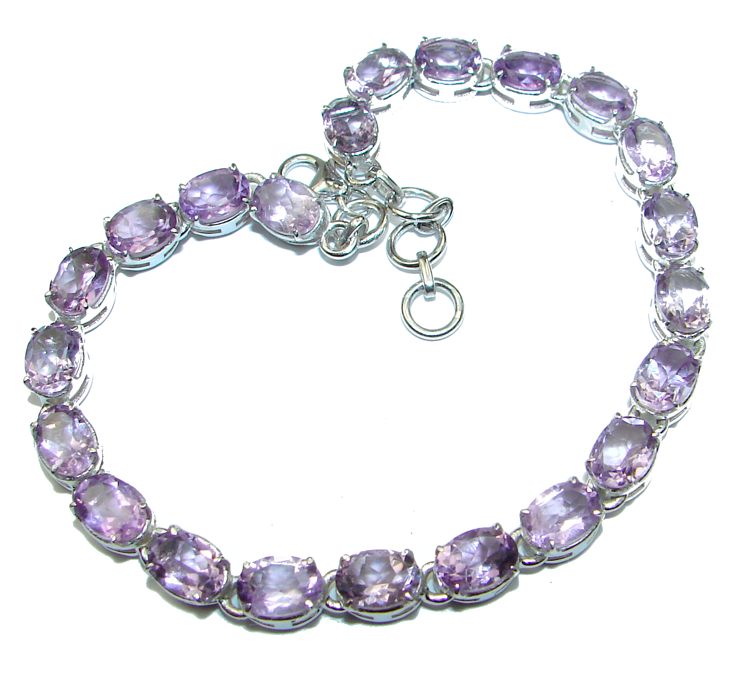 Stunning genuine Amethyst .925 Sterling Silver handmade Bracelet