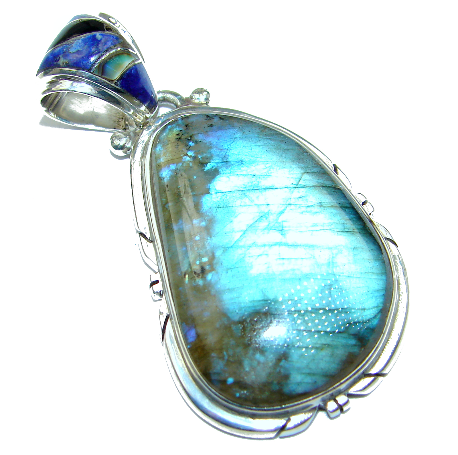 Perfection Fire Labradorite .925 Sterling Silver handmade Pendant