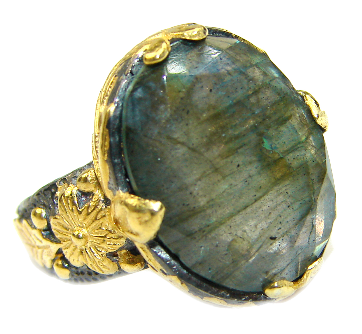 Labradorite .925 Sterling Silver Bali handmade ring size 6 1/2
