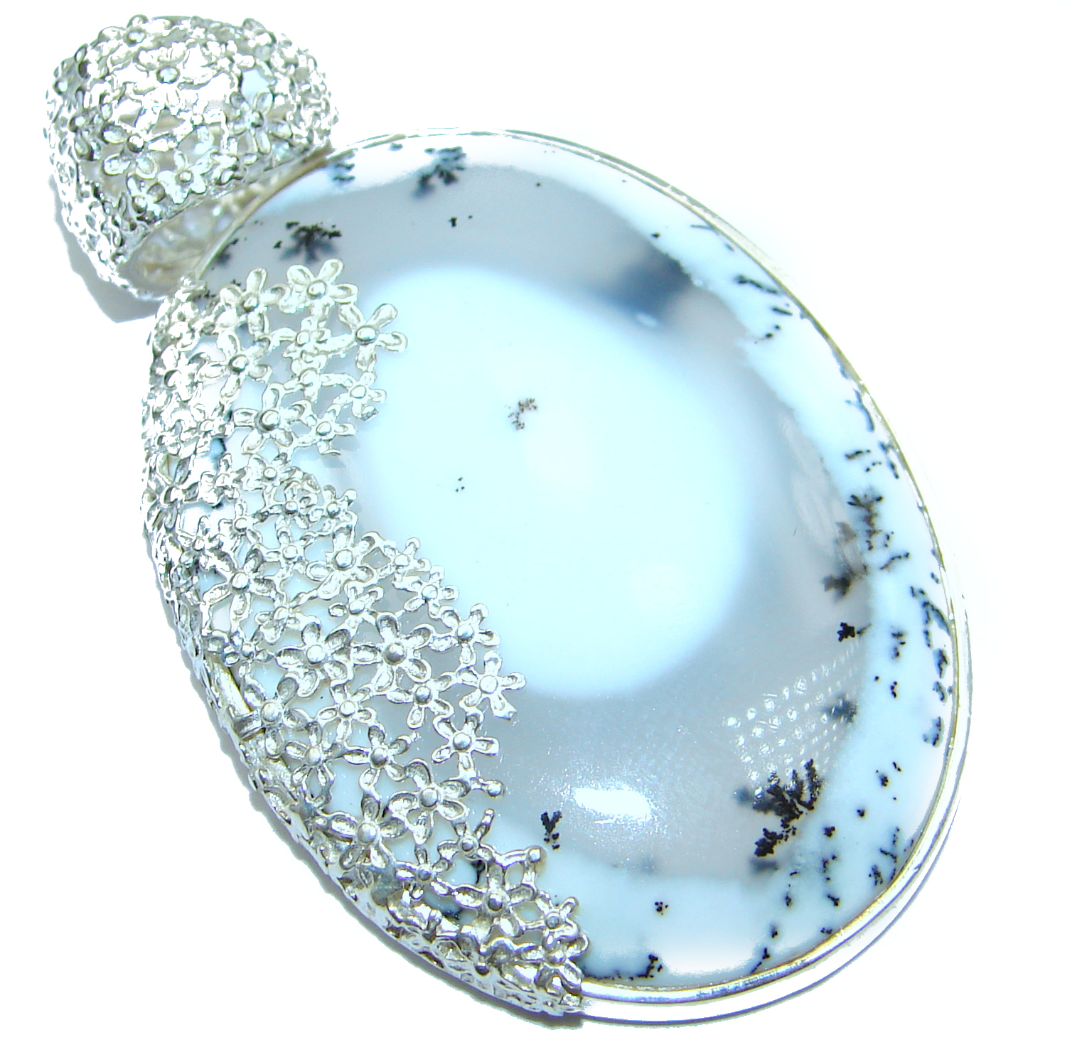 Perfect quality Dendritic Agate .925 Sterling Silver handmade Pendant
