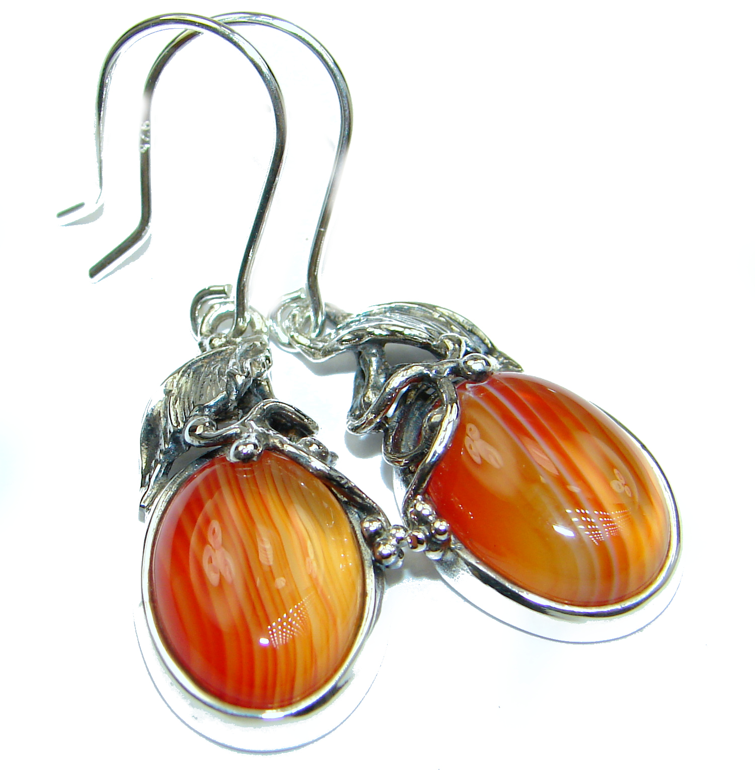 Sublime Orange Carnelian .925 Sterling Silver handmade earrings