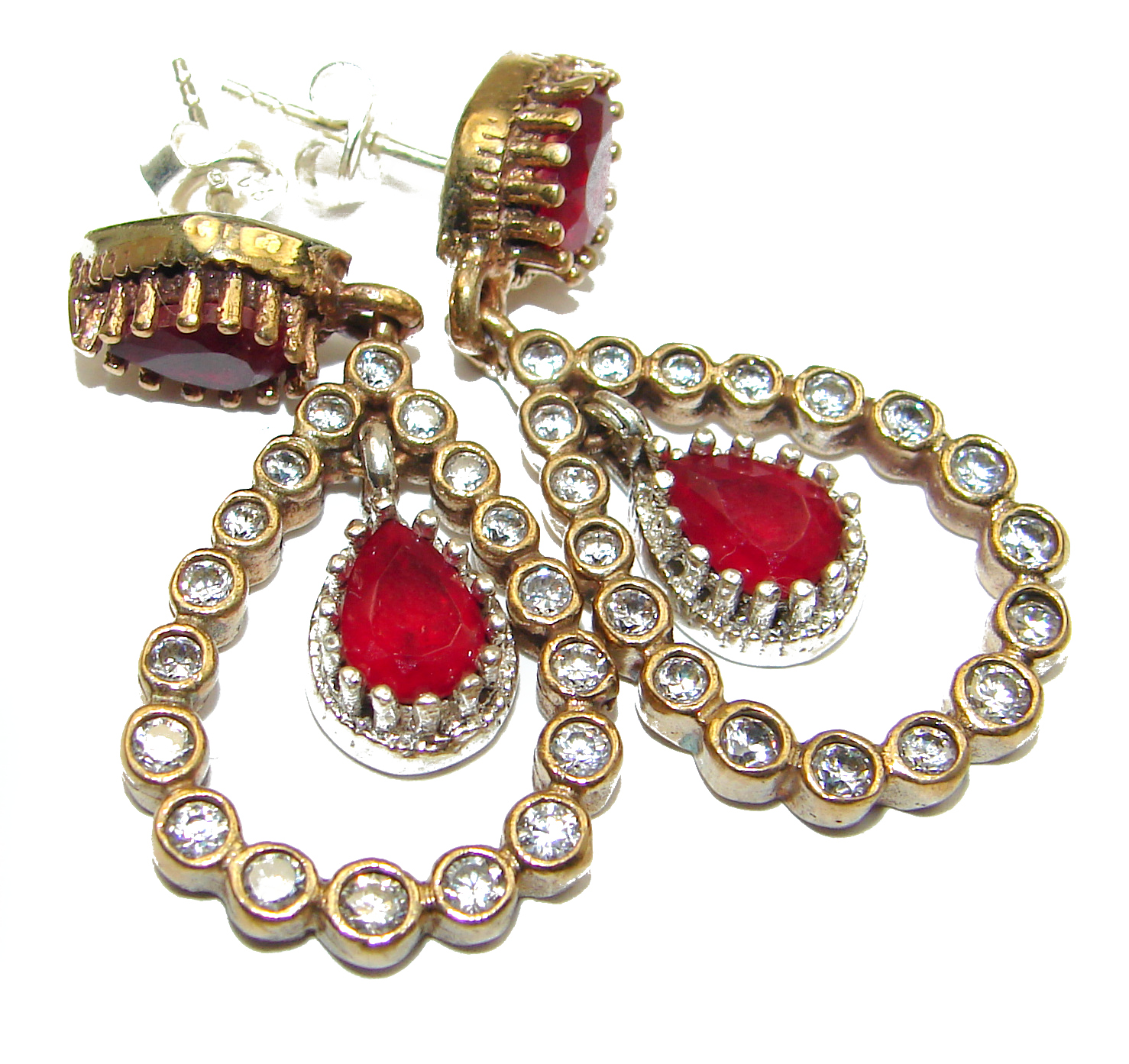 Trendy created Ruby Sterling Silver handmade earrings