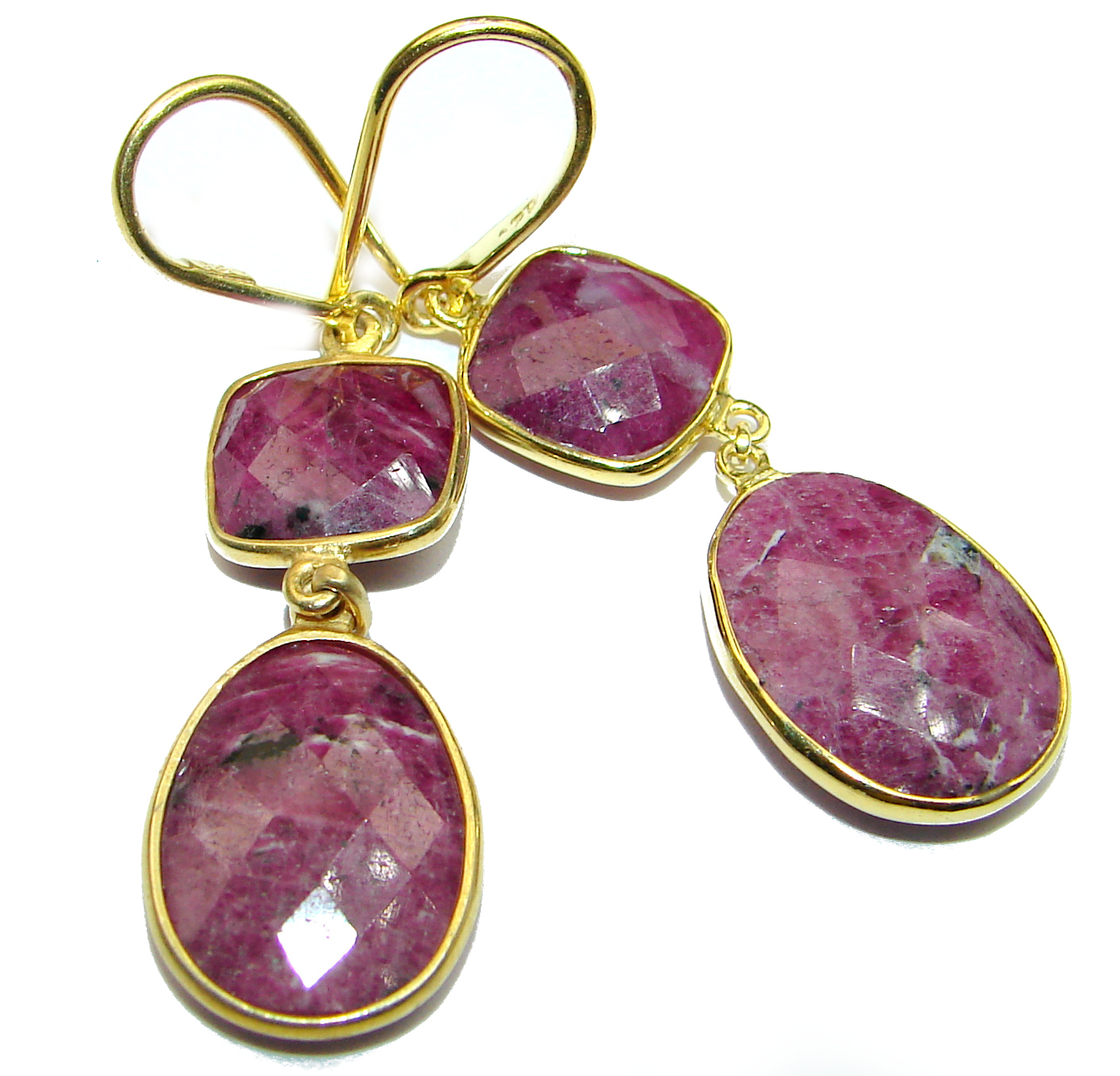 Trendy Ruby 14ct Gold over .925 Sterling Silver handmade earrings