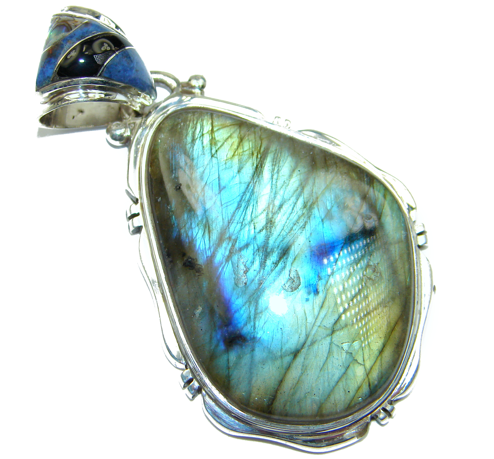 Perfection Fire Labradorite .925 Sterling Silver handmade Pendant