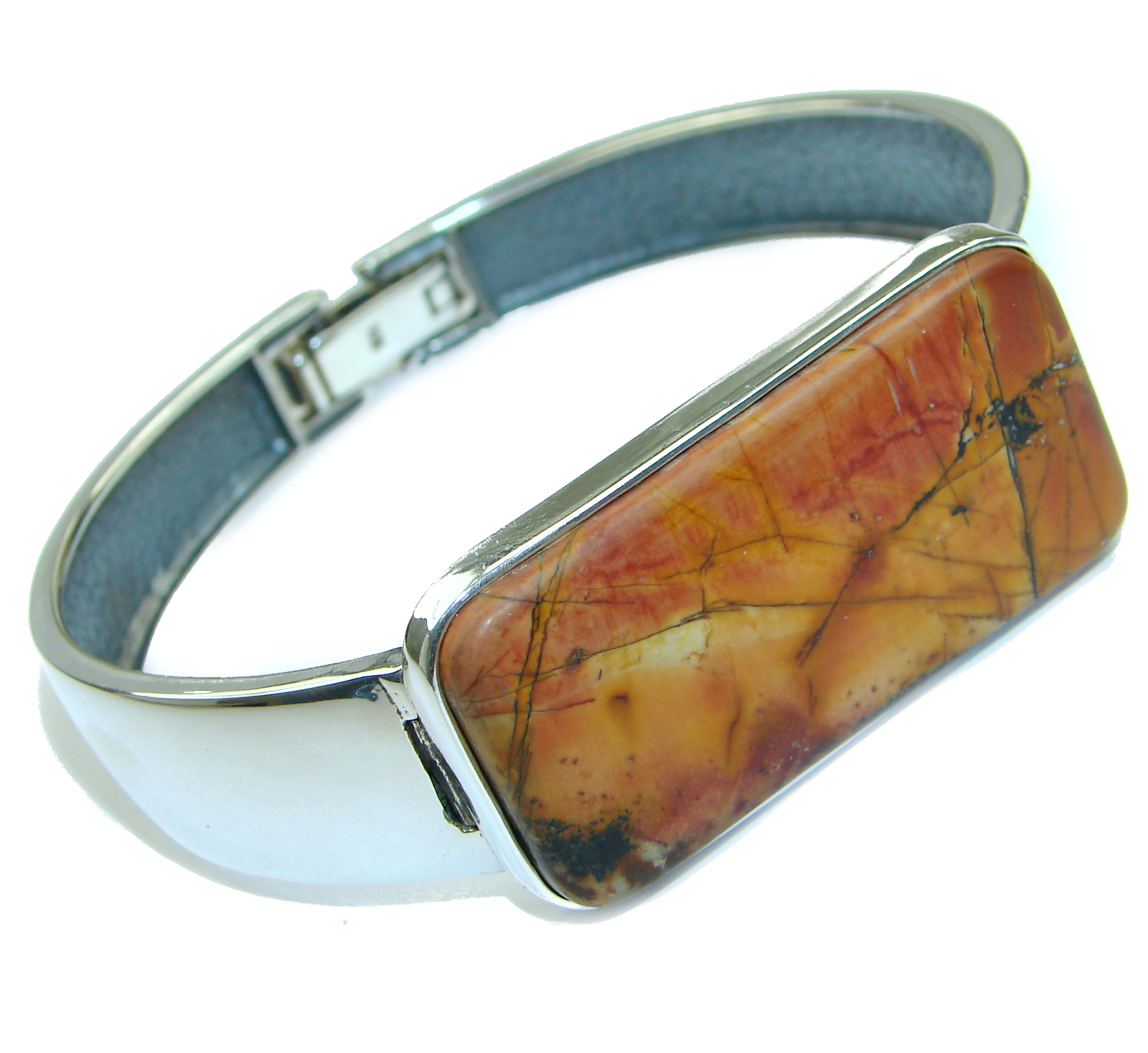 Large Genuine Morrisonite Jasper .925 Sterling Silver handmade Bracelet