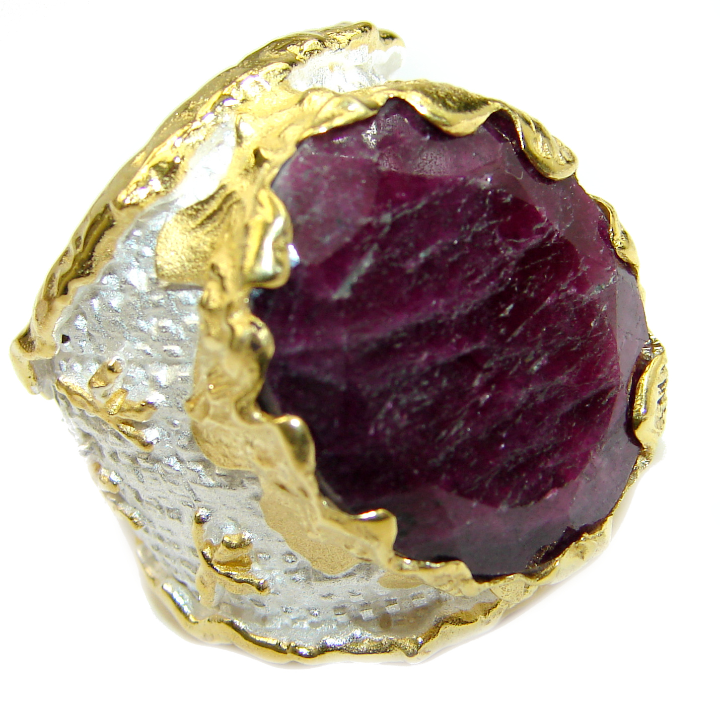 Large Vintage Style 49ct Genuine Ruby 14CT Gold over .925 Sterling Silver ring; s. 7 1/4