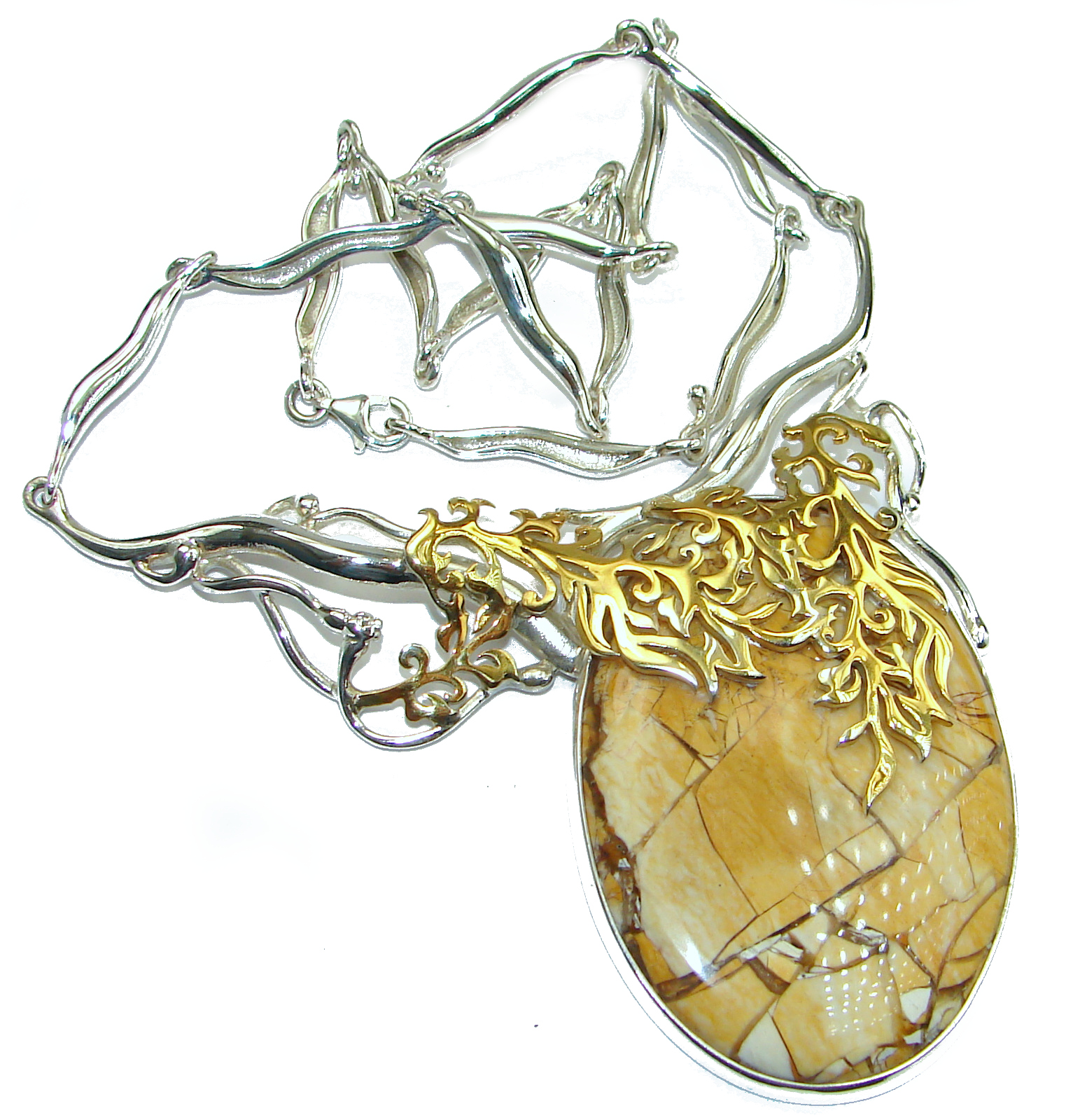 Aura Of Beauty Australian Mookaite Jasper 14K Gold over .925 Sterling Silver necklace