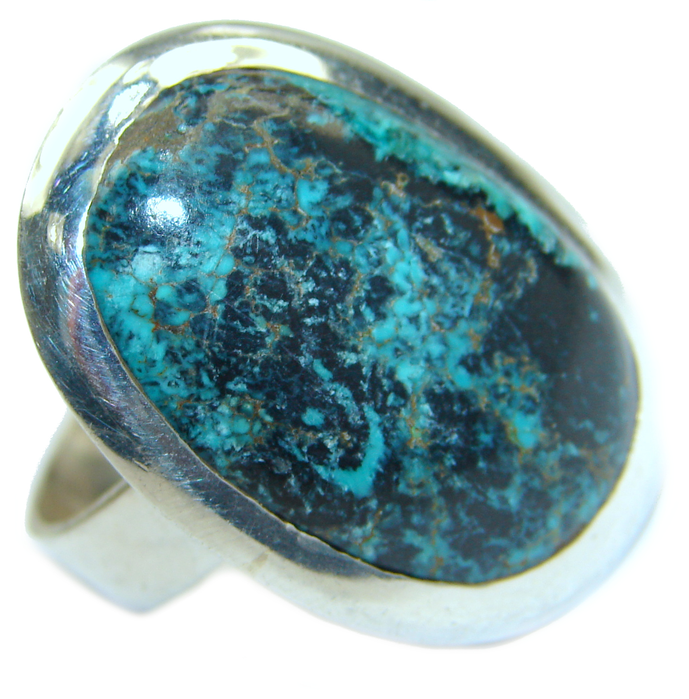 Huge Turquoise .925 Sterling Silver ring; s. 9