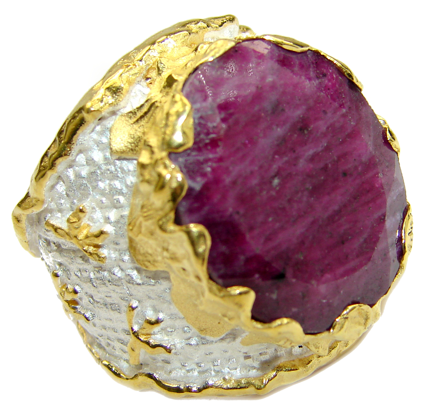 Large Vintage Style 49ct Genuine Ruby 14CT Gold over .925 Sterling Silver ring; s. 8