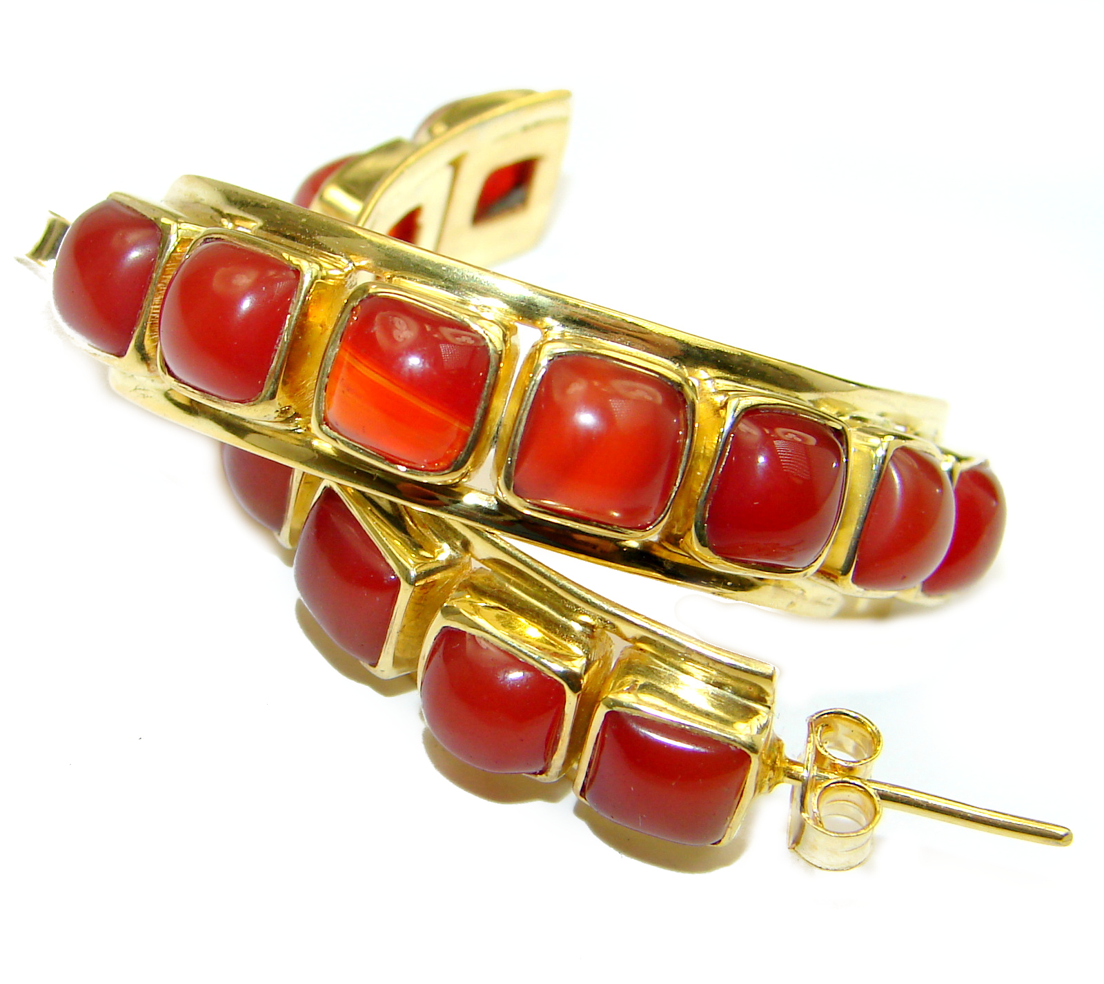 Authentic Carnelian 14k Gold over .925 Sterling Silver handmade earrings
