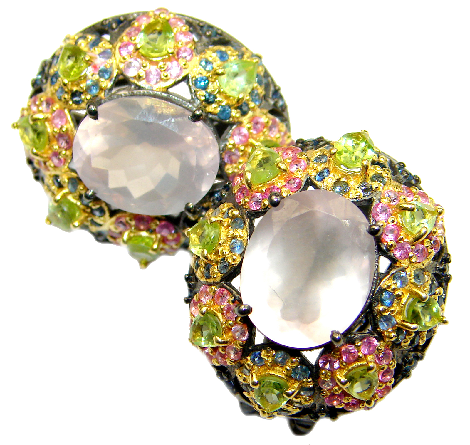 Royal Quality 25 ct Rose Quartz .925 Sterling Silver handcrafted earrings