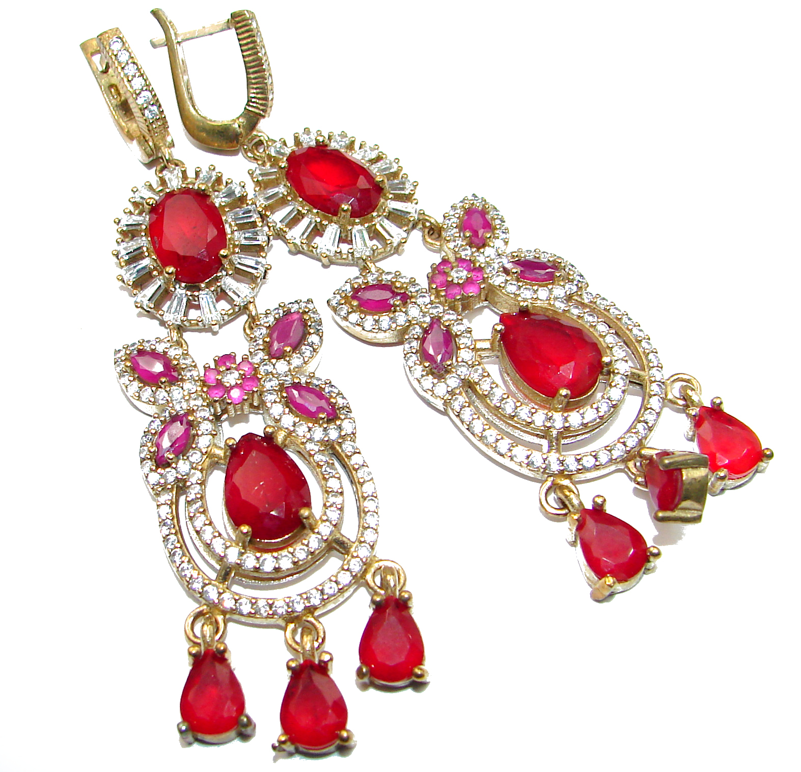 Classy Victorian Style created Ruby .925 Sterling Silver handmade earrings