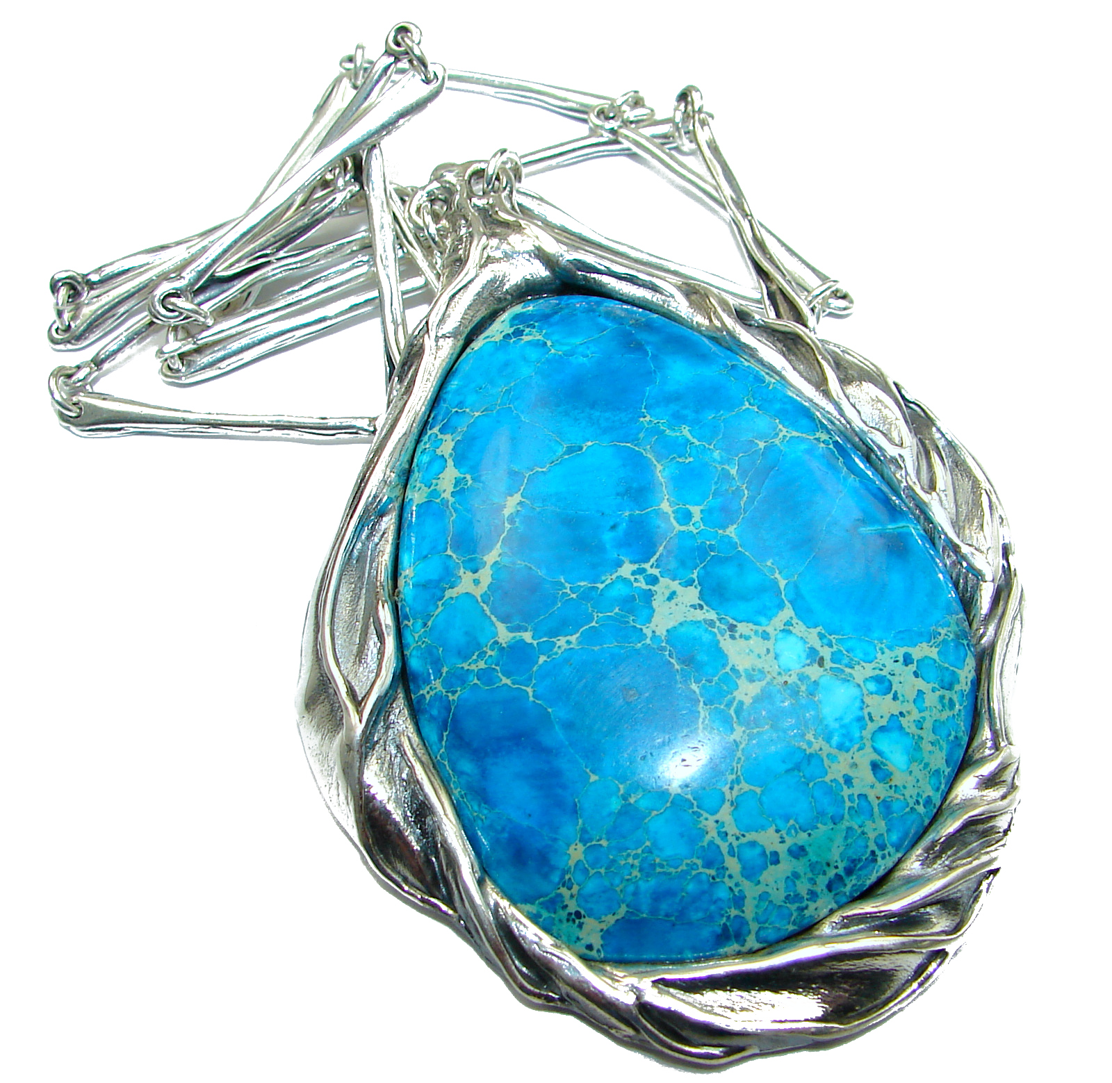Julietta Blue Sea Sediment Jasper oxidized .925 Sterling Silver handmade necklace