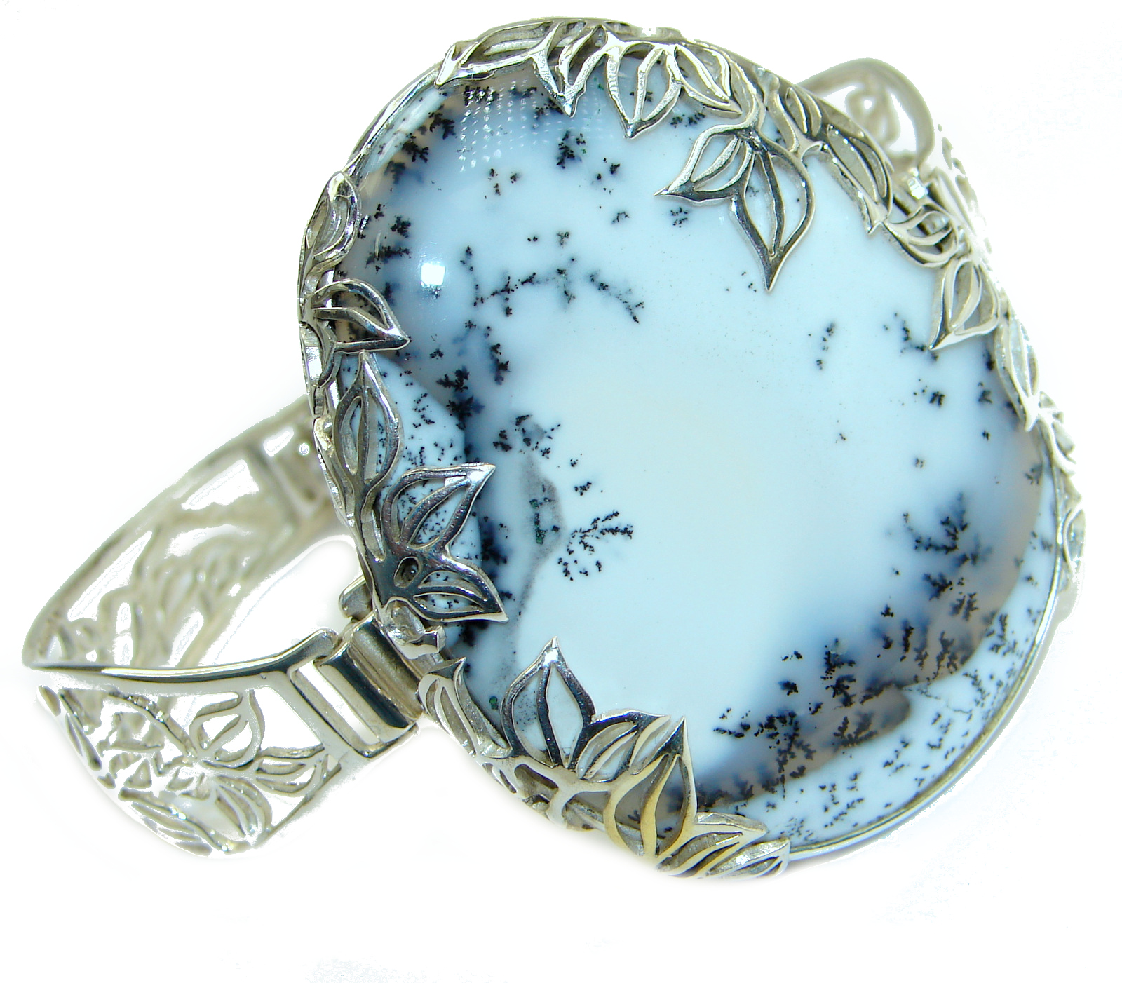 Huge Dendritic Agate .925 Sterling Silver handcrafted Cuff/Bracelet