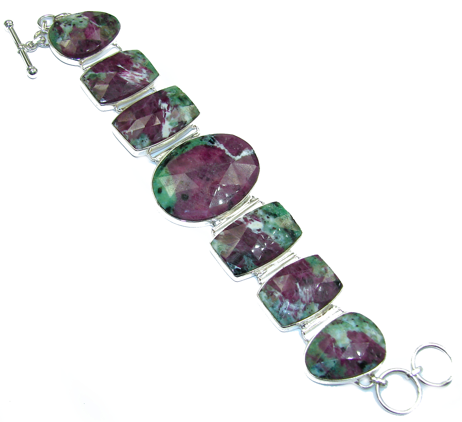 Beauty of Nature Ruby in Zoisite handmade .925 Sterling Silver handcrafted Bracelet
