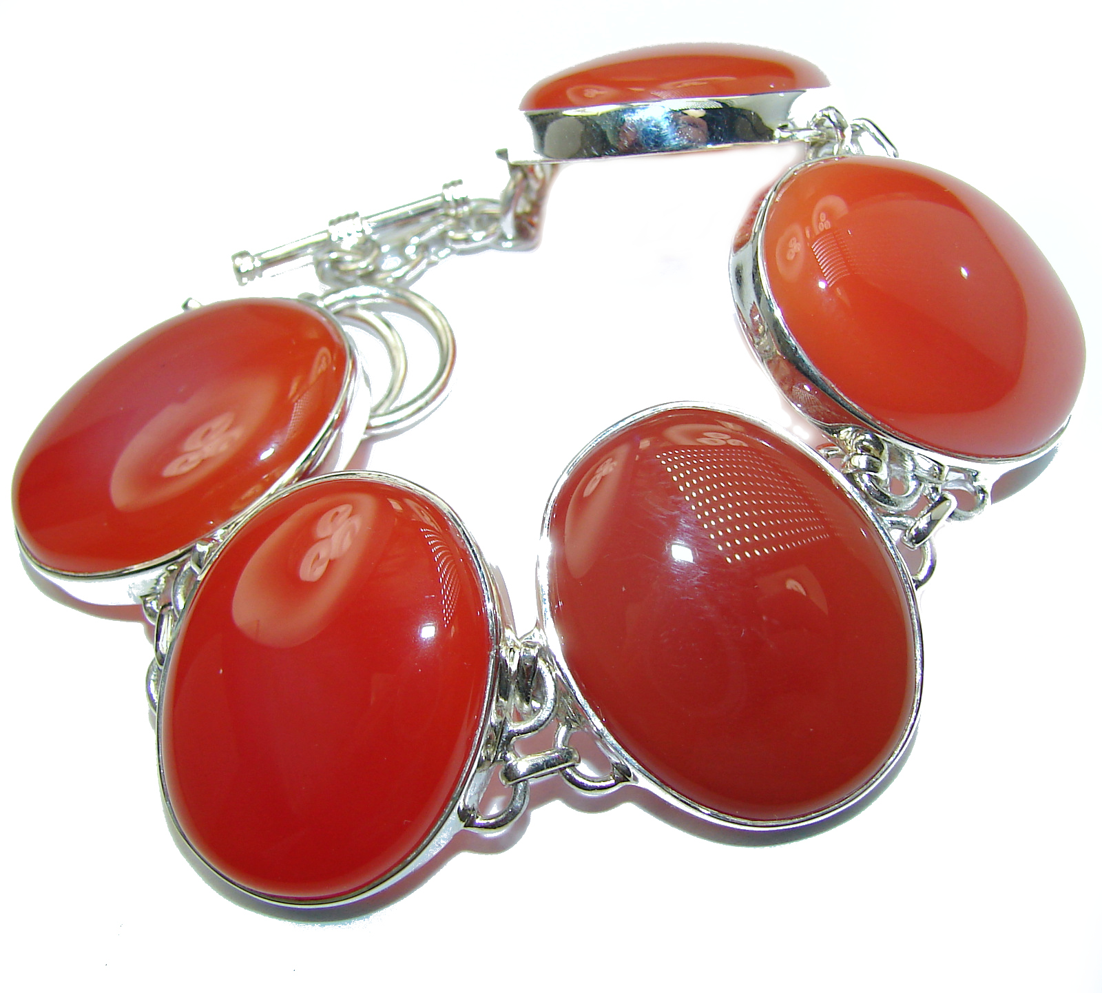 Chunky Natural Beauty Carnelian .925 Sterling Silver handmade Bracelet
