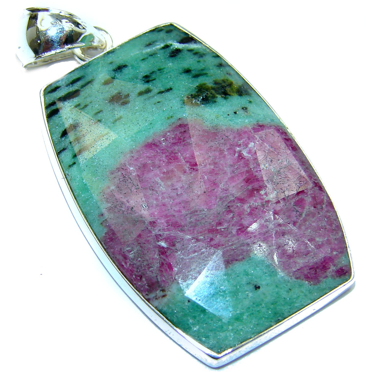 Amazing 150ct Ruby in Zoisite .925 Sterling Silver handmade Pendant