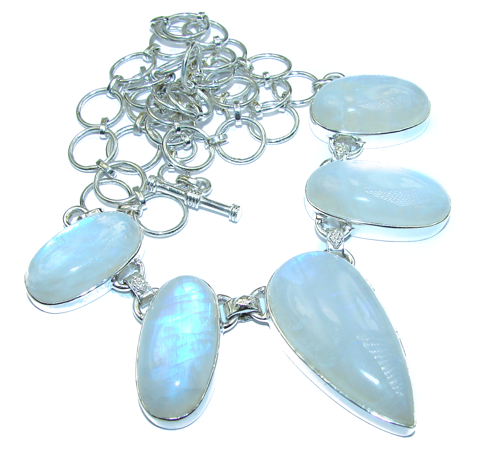 Drops of the Rain genuine Moonstone .925 Sterling Silver handcrafted necklace