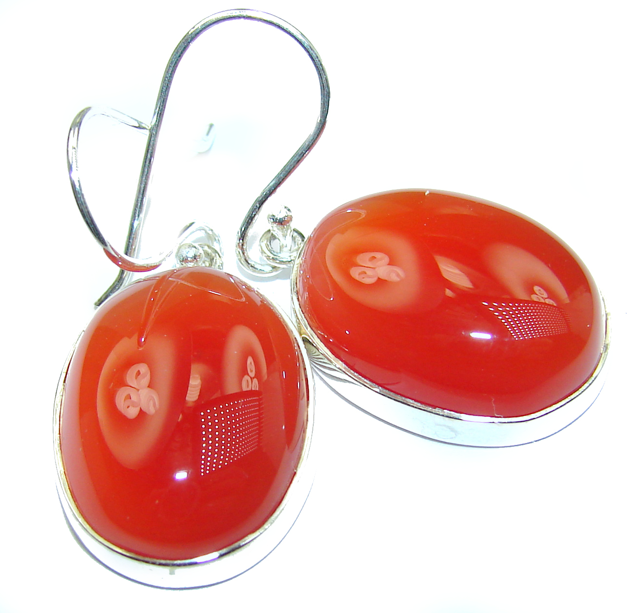 Sublime Orange Carnelian .925 Sterling Silver handmade earrings