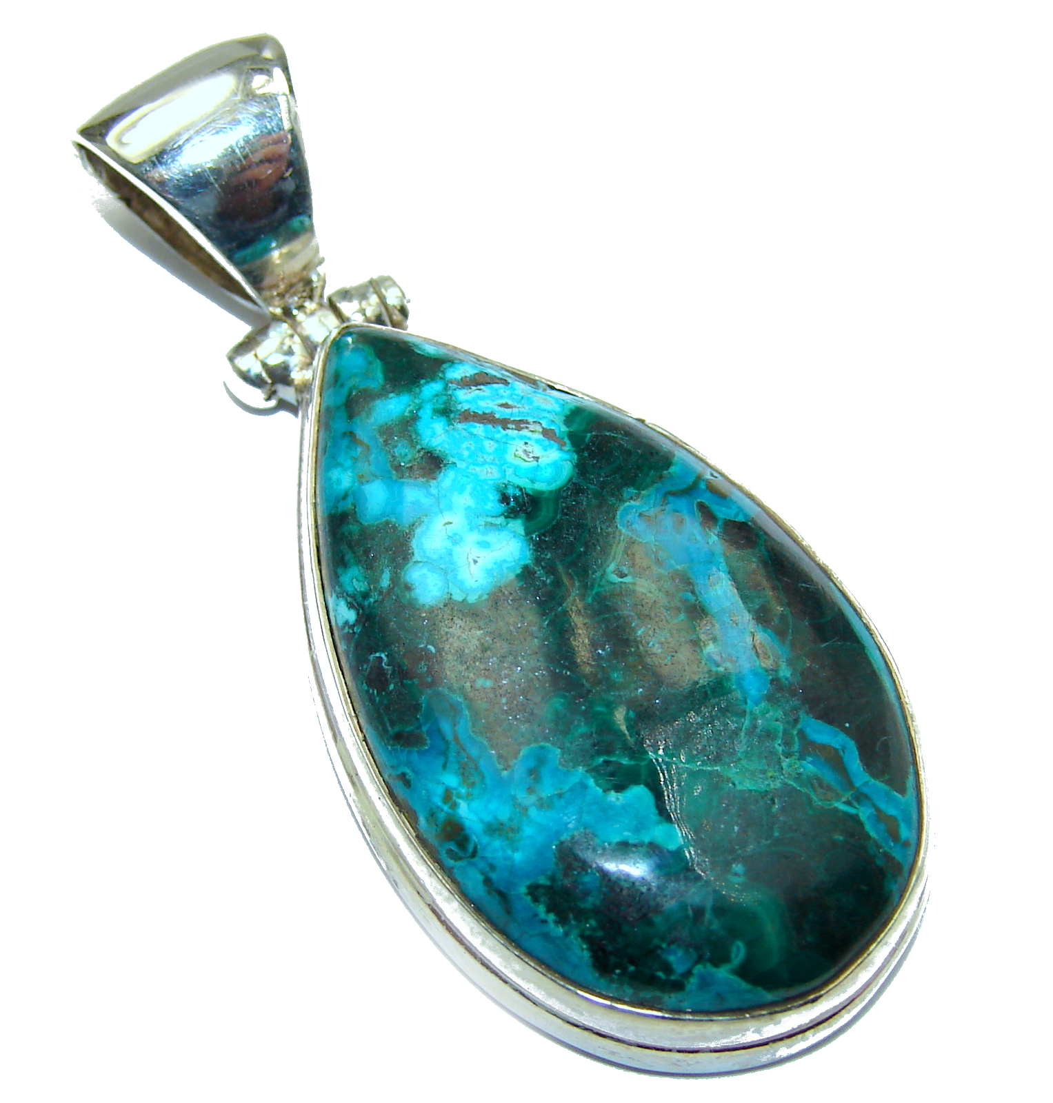 Awesome style Chrysocolla .925 Sterling Silver handcrafted Pendant