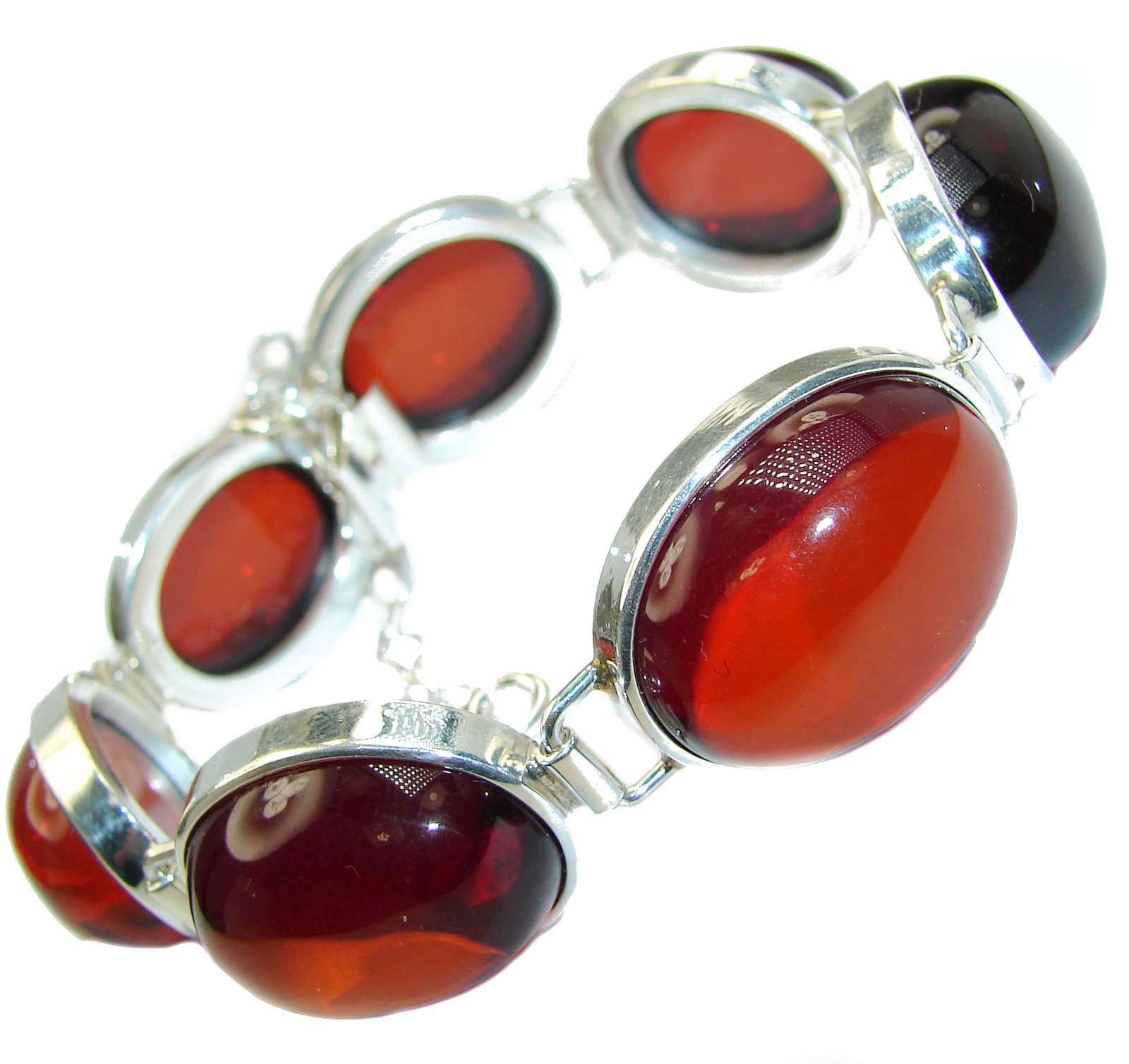 Beautiful Cognac Baltic Polish Amber .925 Sterling Silver handcrafted Bracelet
