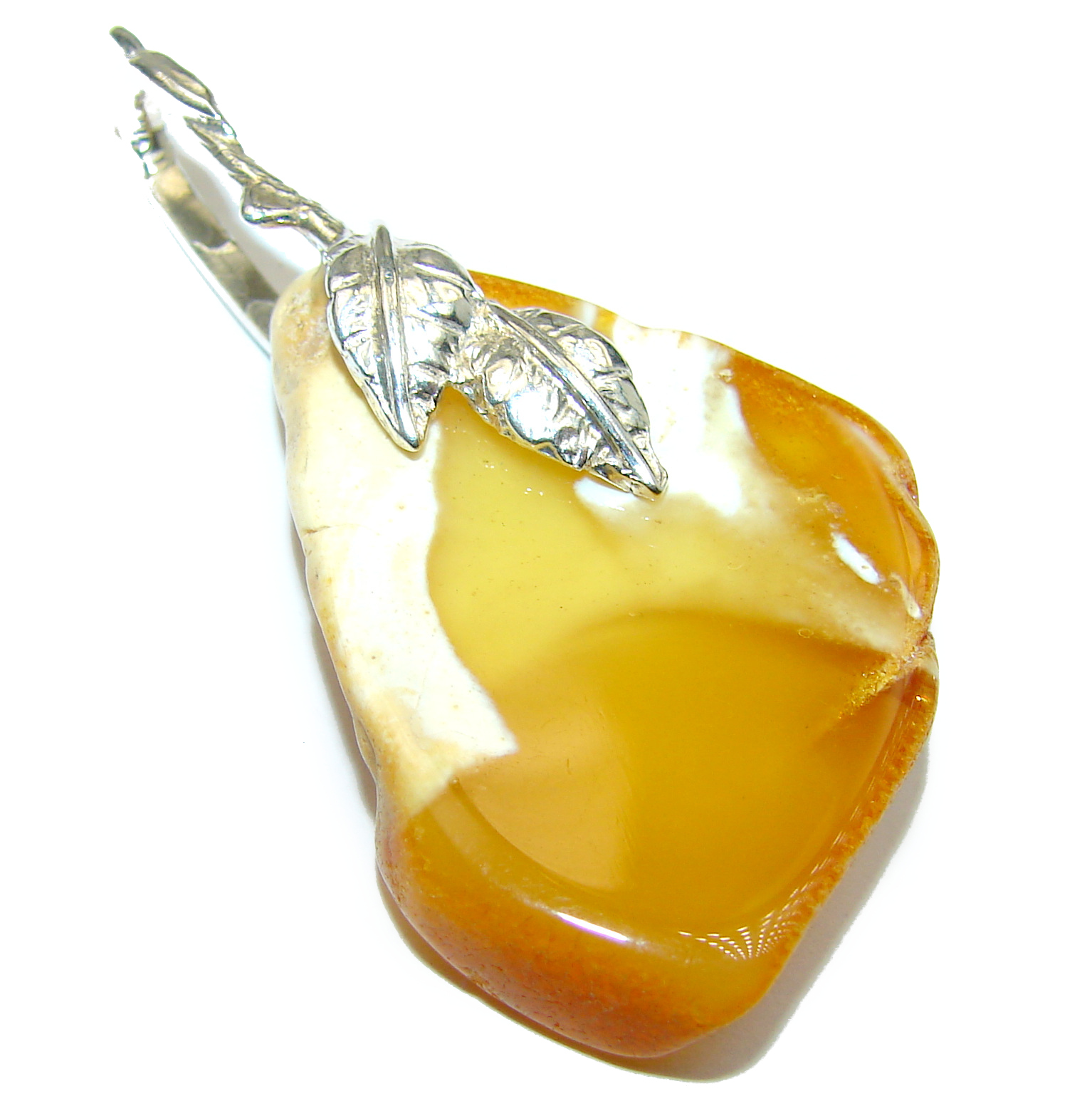 Natural Baltic Butterscotch Amber .925 Sterling Silver handmade Pendant