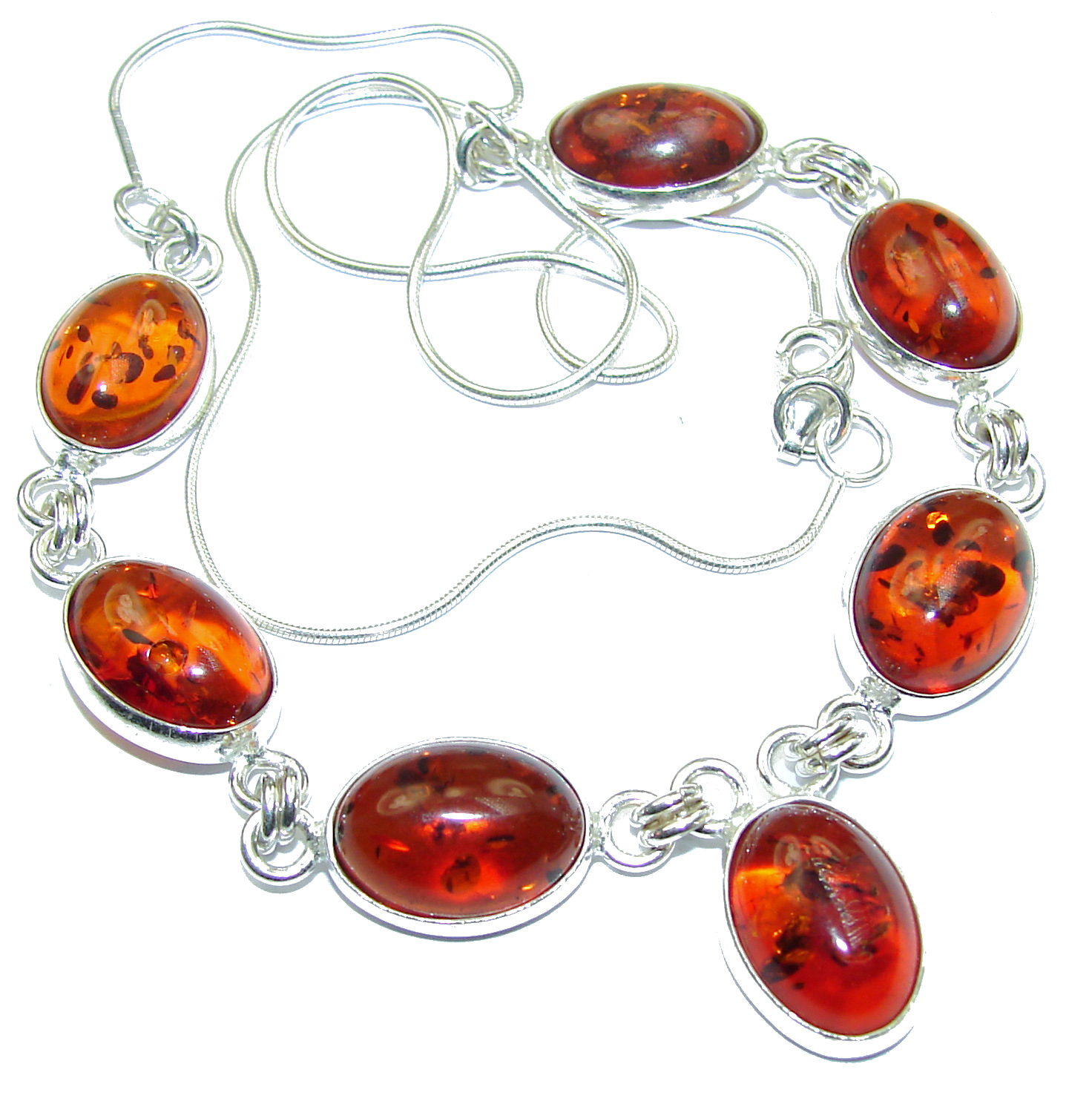 Honey Droplets Natural Baltic Amber .925 Sterling Silver handcrafted necklace